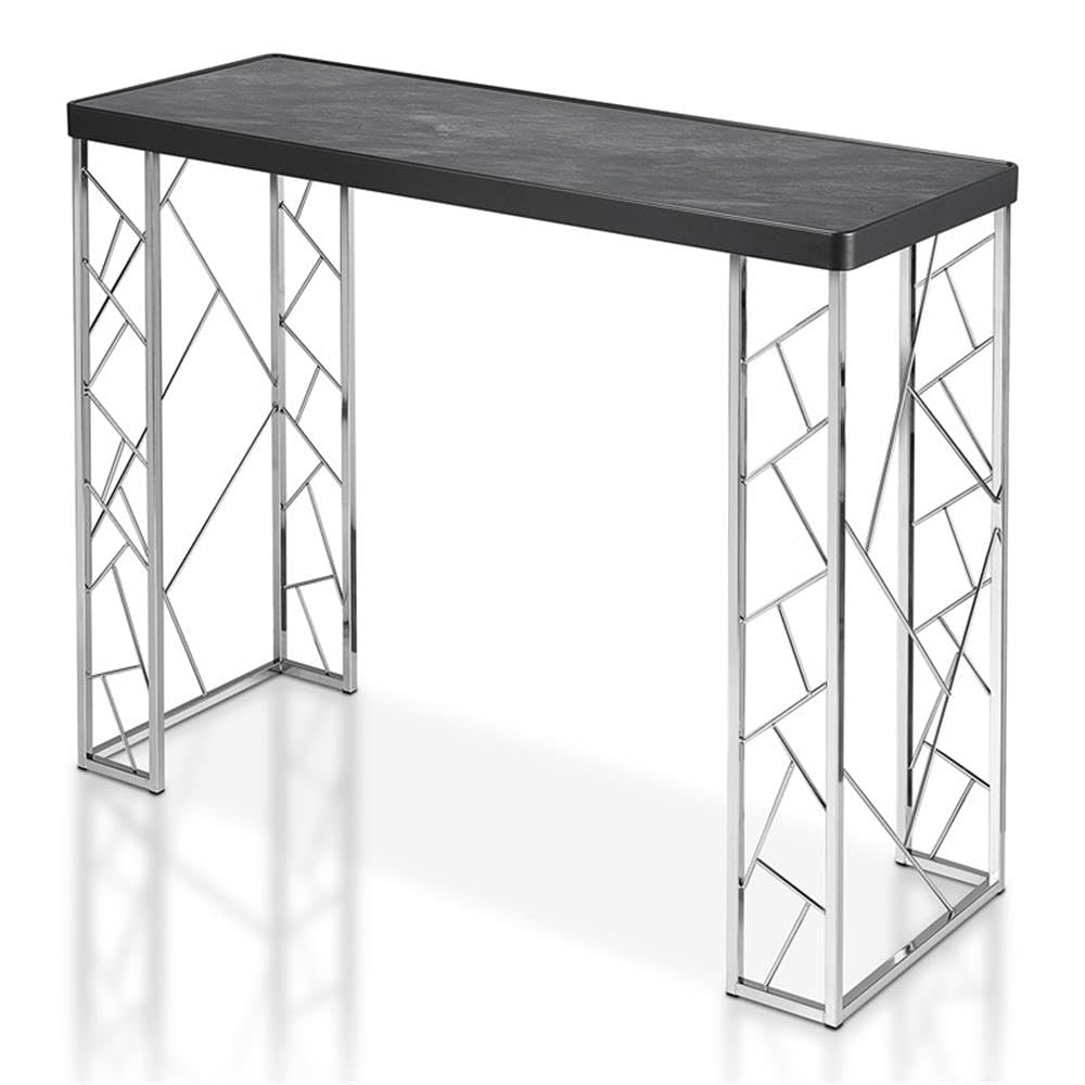 Furniture of America Stefano Metal Console Table - Black & Chrome Finish | Entryway, Living Room & Hallway Decor