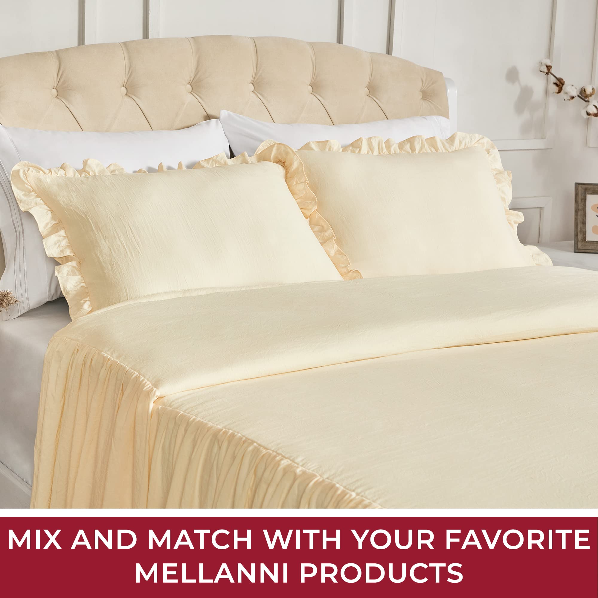 Mellanni Queen Size 3-Piece Bedspread Set - Ultra Soft Ruffled Bedspread with 2 Shams & 30
