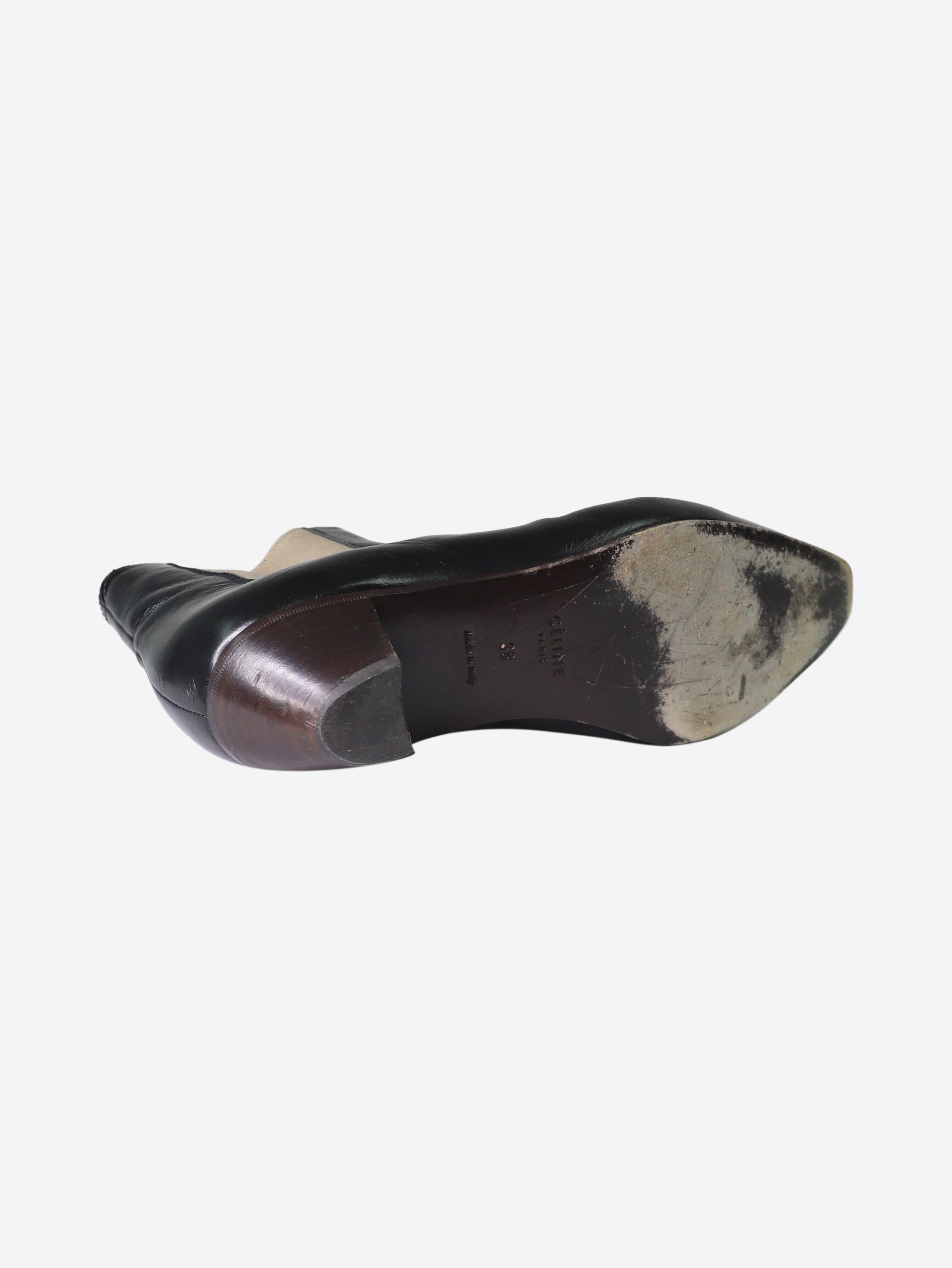 Black Leather Ankle Boots Women's Size EU 38 (US 7.5) - Stylish & Comfortable for Casual Outfits, Office Wear & Night Out