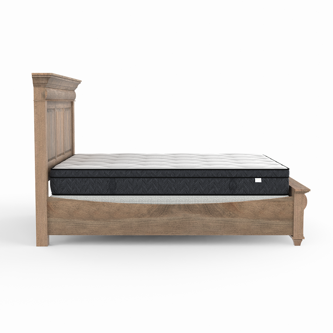 Bartlett Island Bed - Queen Size Wooden Platform Bed Frame with Headboard - Modern Minimalist Bedroom Furniture for Small Spaces & Apartments - Perfect for Guest Rooms, Dorms, and Cozy Bedrooms