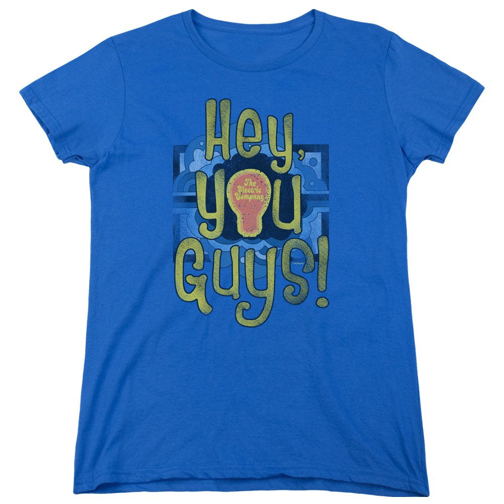 Trevco Electric Company 'Hey You Guys' Women's Graphic T-Shirt - Funny Vintage 80s Movie Quote Tee for Casual Wear & Pop Culture Fans