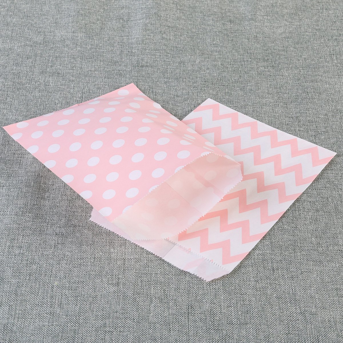 48pcs Striped Polka Dot Candy Paper Gift Bags for Birthday Party, Baby Shower, Wedding Favors - Pink (Perfect for Candy, Treats & Small Gifts)