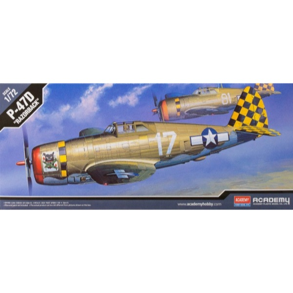 1/72 Scale Academy 12492 P-47D Razorback Thunderbolt Model Kit - WWII Fighter Plane for Collectors & Hobbyists | Perfect for Display, Gifts & Historical Reenactments