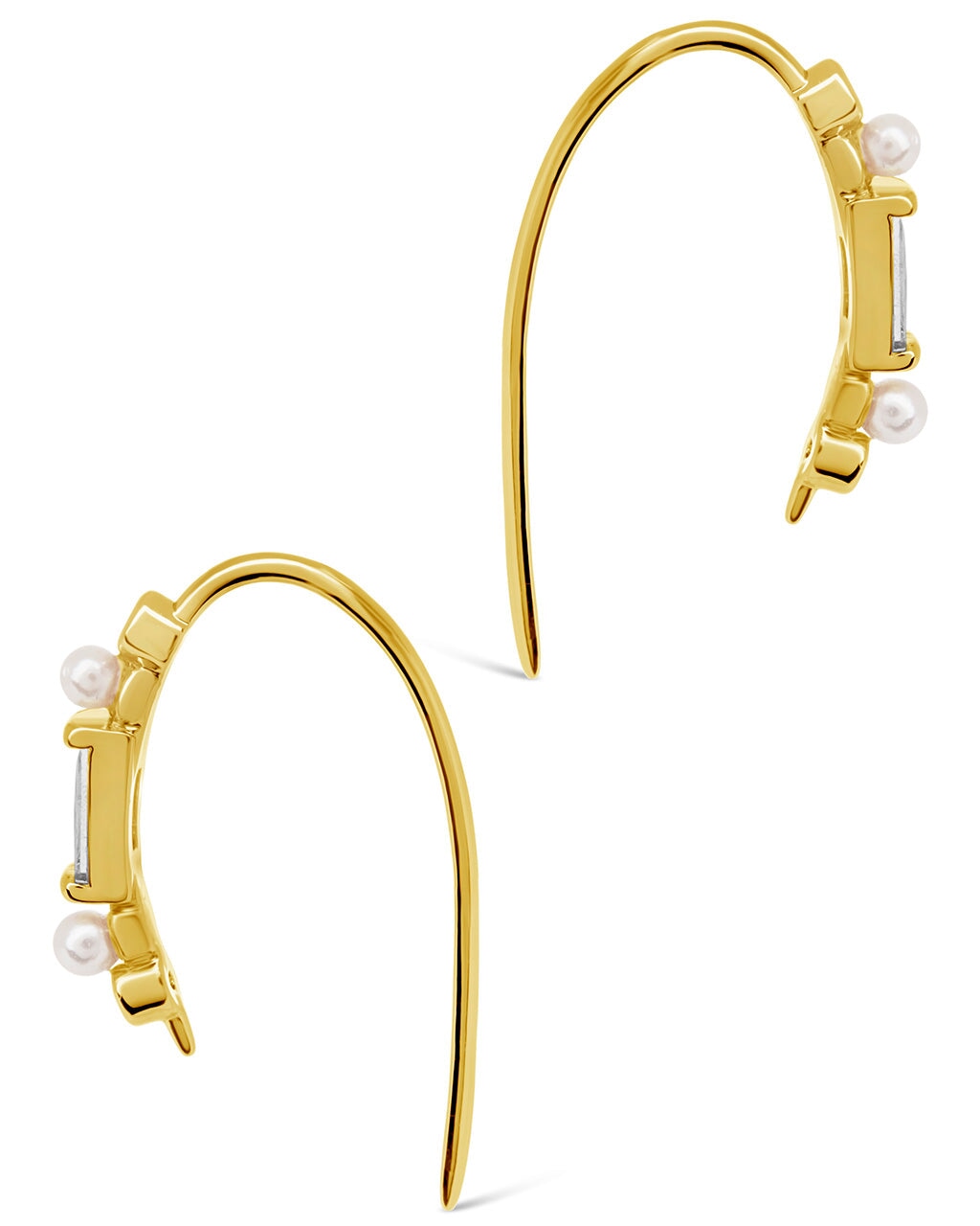 Nadia CZ & Pearl Threader Earrings for Women - Elegant Dangle Drop Earrings for Party, Wedding & Everyday Wear