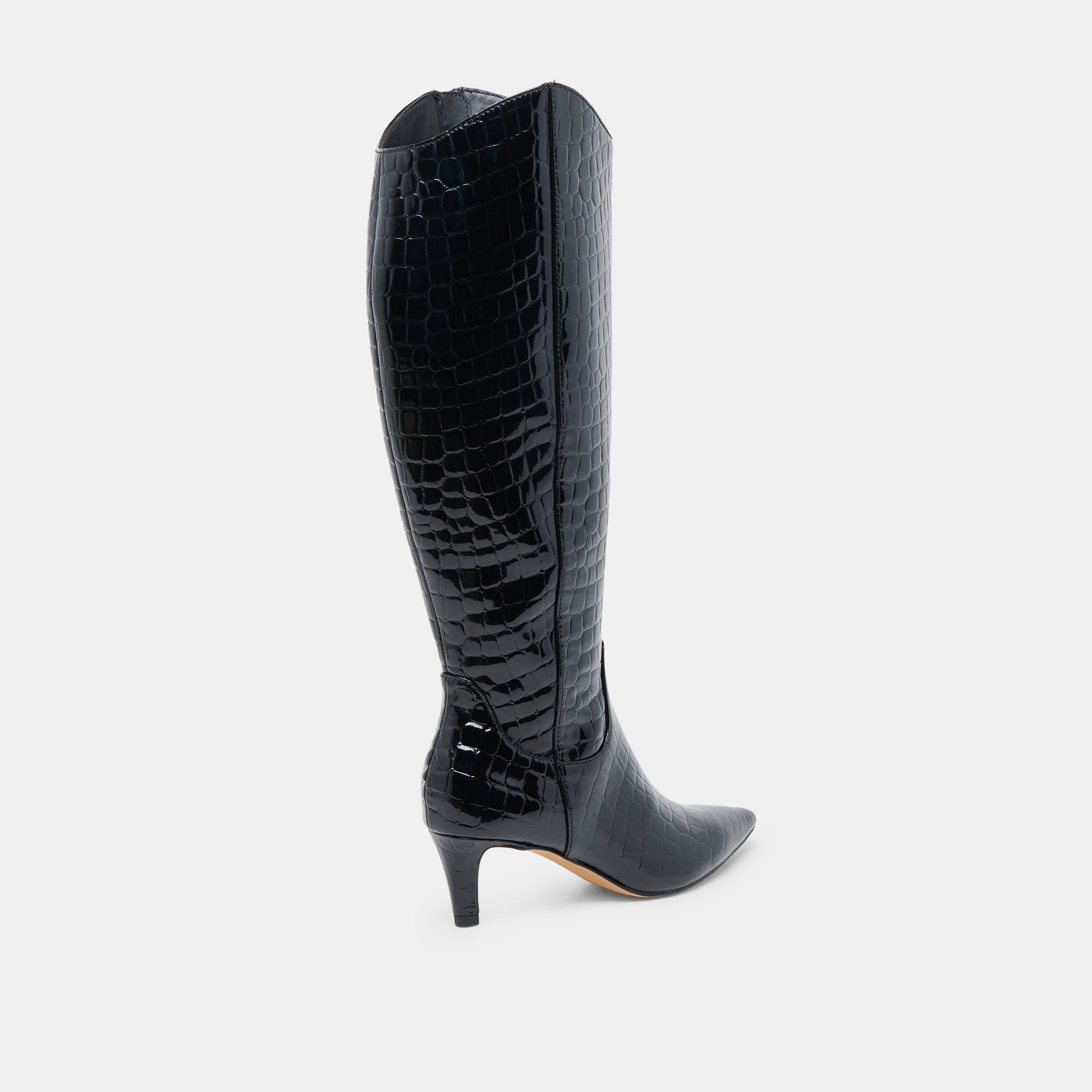 SHILAH Wide Calf Boots for Women - Noir Embossed Leather Ankle Boots - Comfortable & Stylish for Fall, Winter, and Casual Outfits