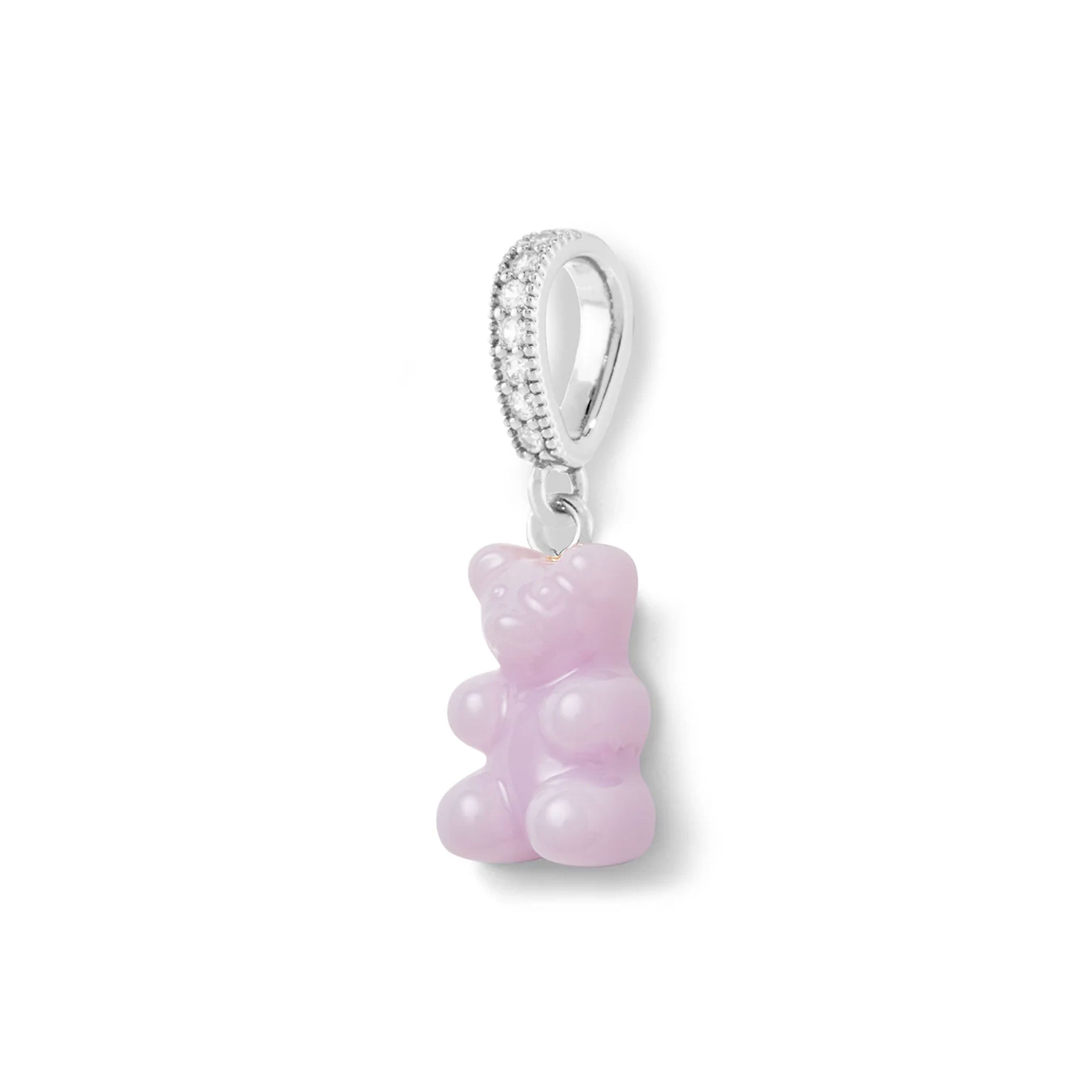 Vintage Bear Glossy Pendant Necklace with Pave Silver Connector - Perfect for Gifts, Jewelry Collection & Special Occasions