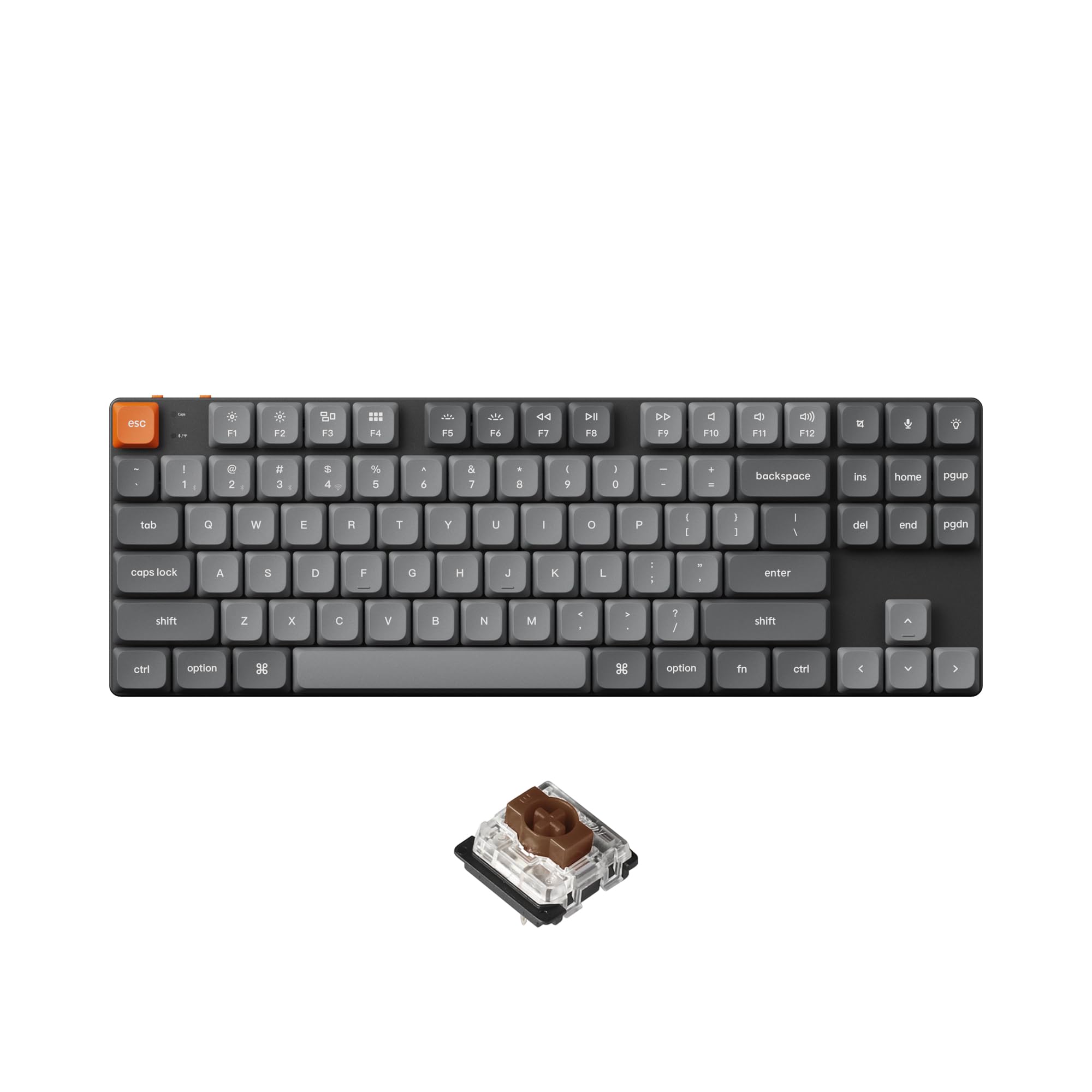 Keychron K1 Max Ultra-Slim Wireless Mechanical Keyboard - Bluetooth/USB Wired, QMK/VIA Programmable, Hot-Swappable TKL Layout with RGB Backlight, Low-Profile Gateron Brown Switches - Perfect for Office, Gaming & Typing