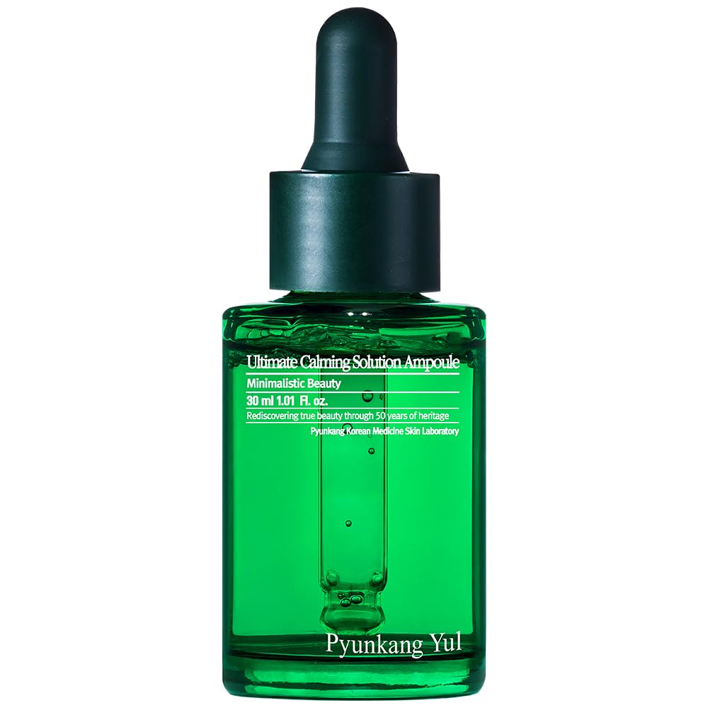 Pyunkang Yul Ultimate Calming Solution Ampoule for Sensitive Skin - Korean Skincare Serum with Cica & Tea Tree to Soothe Redness & Irritation (1.01 Fl Oz/30ml) - Perfect for Post-Treatment Care & Daily Skin Calming Routine