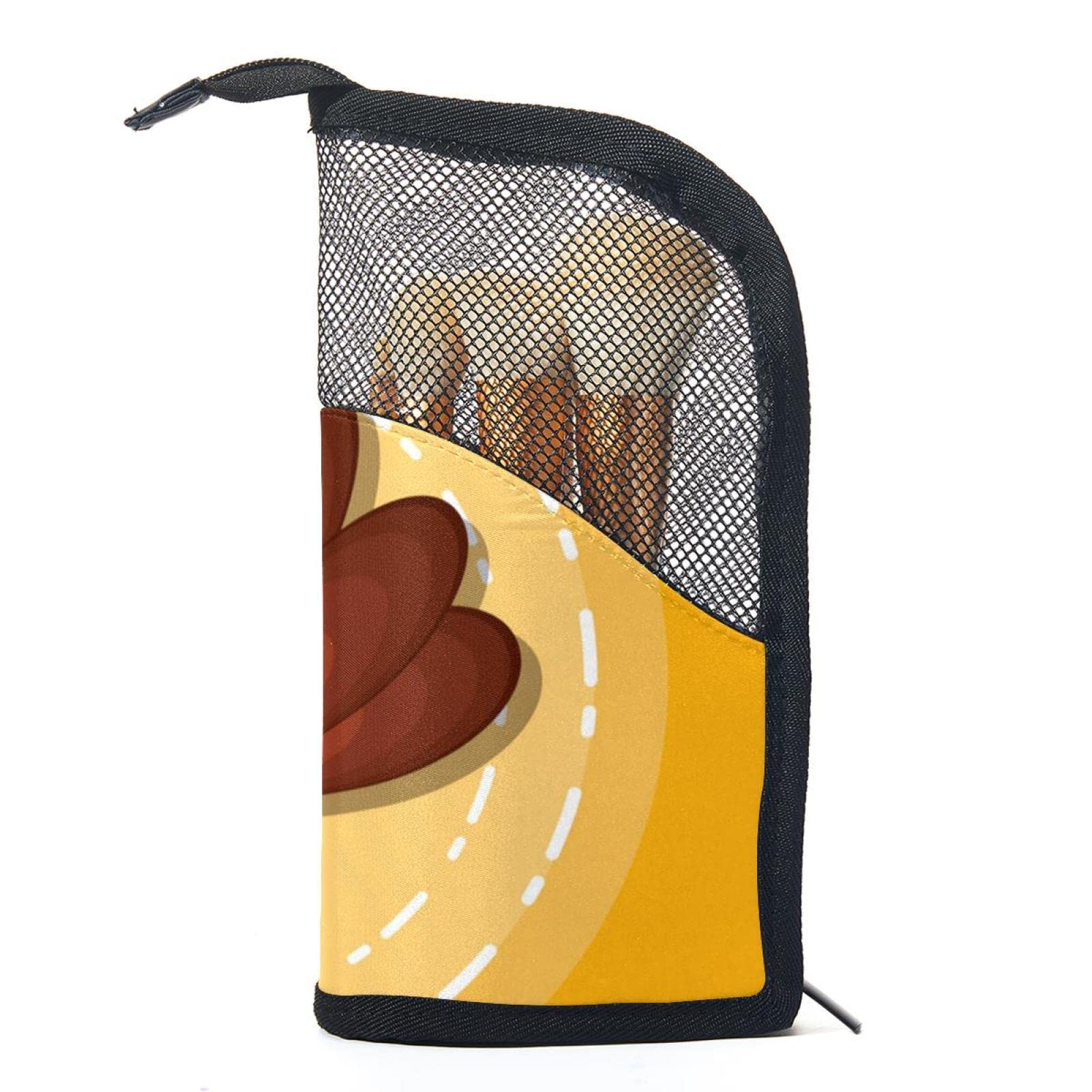 Portable Makeup Brush Organizer Bag with 12 Slots - Kawaii Cartoon Turkey Design - Travel Makeup Brush Holder Case for Home & Travel Storage (Perfect for Makeup Artists & Beauty Enthusiasts)