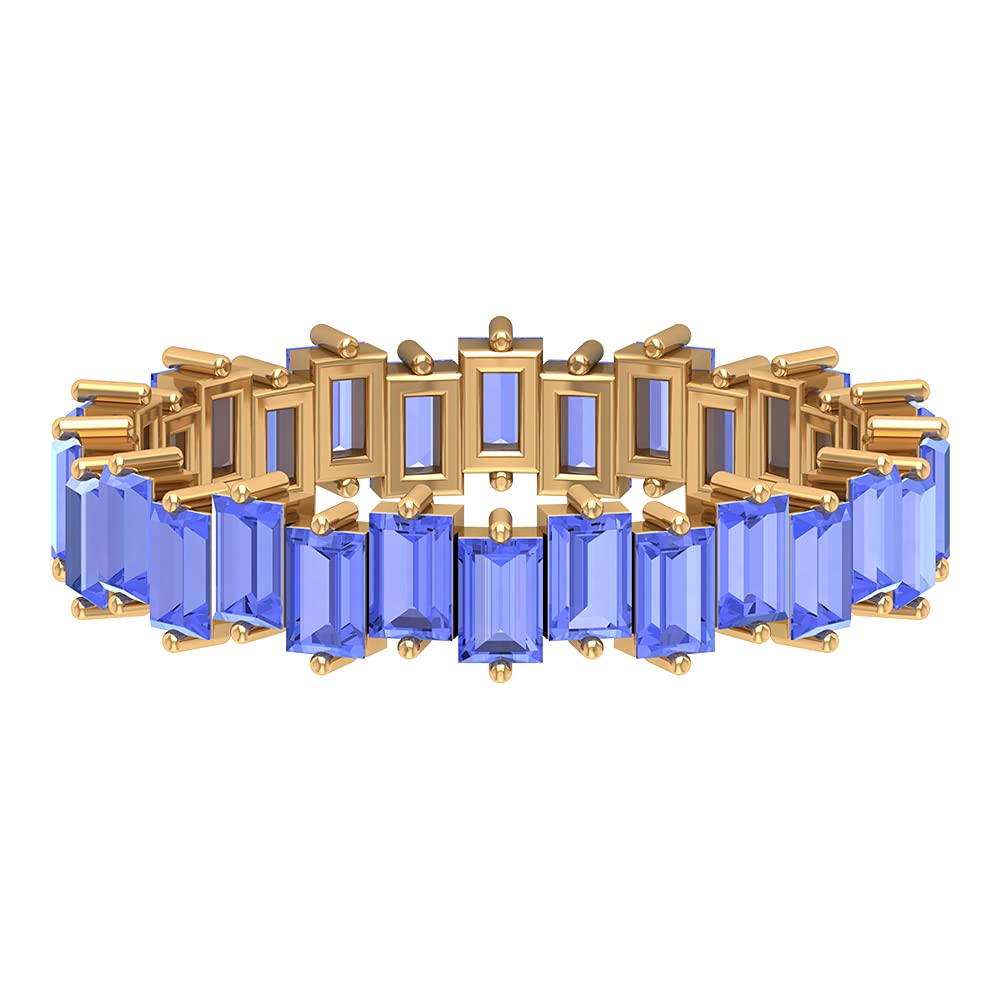 2.75 CT Tanzanite Eternity Band Ring for Women - 14K Solid Gold Baguette Cut Tanzanite Wedding Ring, Anniversary Gift, Stackable Jewelry for Special Occasions