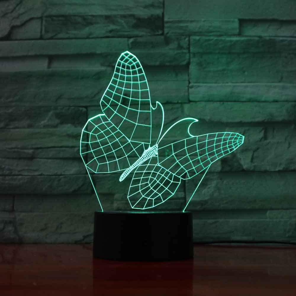 3D Illusion Night Light - 16 Color Changing USB LED Desk Lamp with Touch Switch, Abstract Animal Butterfly Design, Cool Gift for Kids Boys Girls, Perfect for Bedroom Decor, Birthday Party & Festival Lighting