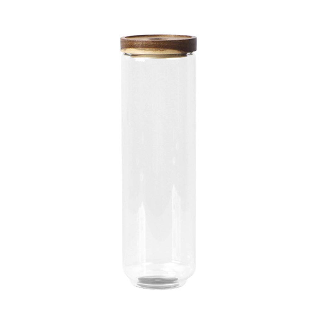 DOITOOL 1700ML Glass Food Storage Jars with Wooden Lids - Airtight Transparent Tea Canisters, Heat-Resistant Candy Containers for Kitchen Pantry Organization - Perfect for Storing Coffee, Tea, Dry Goods & Baking Ingredients