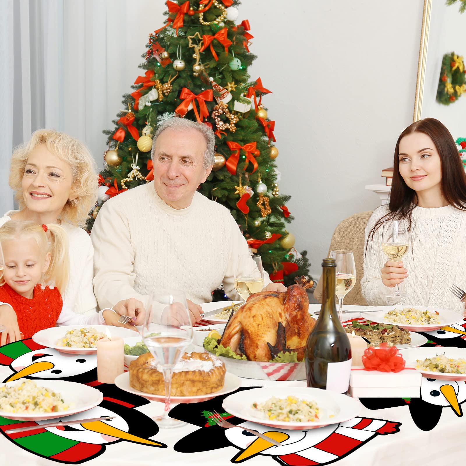 36-Piece Christmas Table Placemats Set - Festive Poinsettia & Snowman Design for Holiday Dining Decor (13x13 Inch) - Perfect for Christmas Parties, Family Gatherings & Winter Table Settings