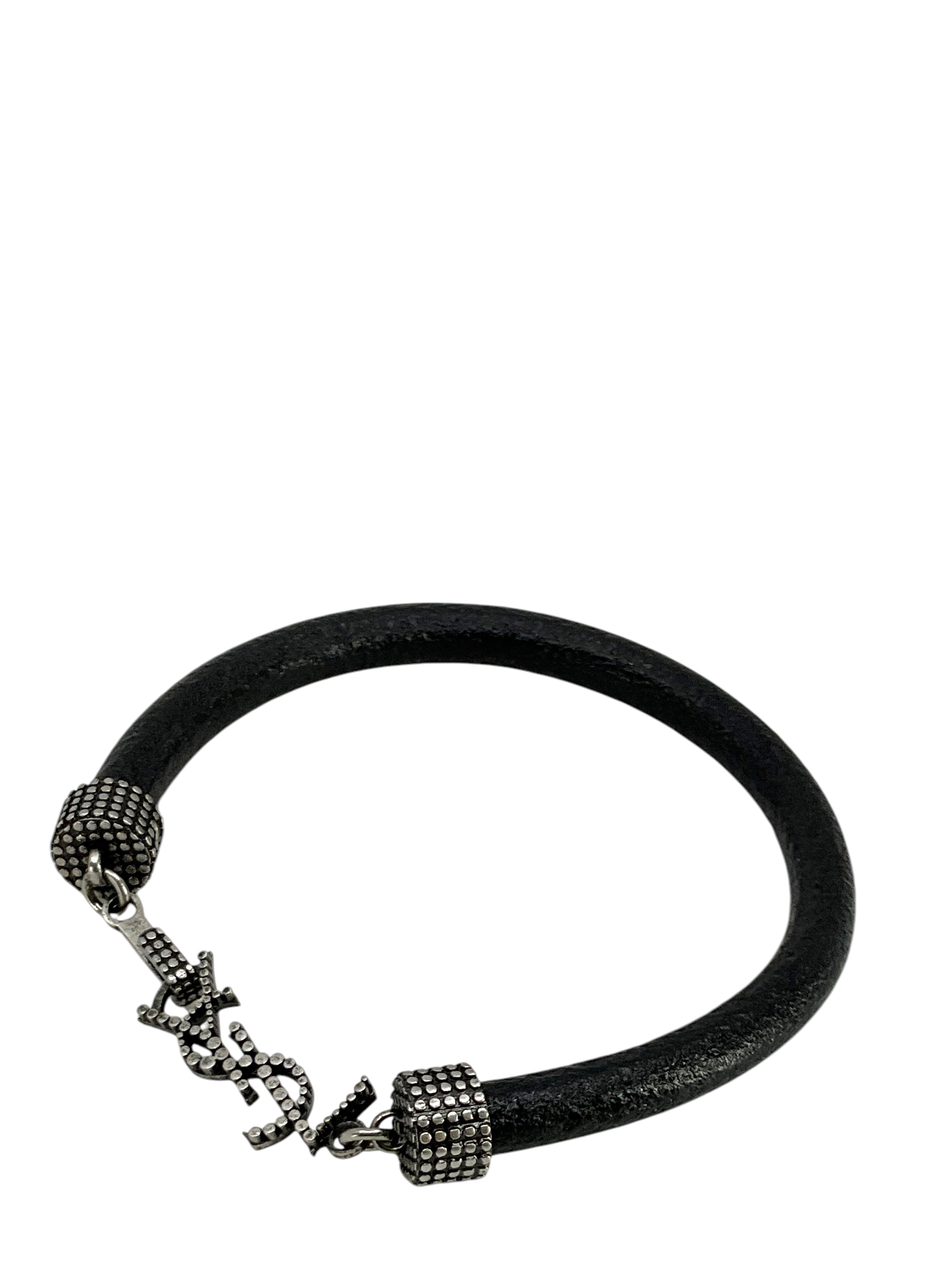 SAINT LAURENT YSL Monogram Cord Bracelet for Women - Luxury Leather Wristband with Signature Logo - Perfect for Casual, Office & Evening Wear