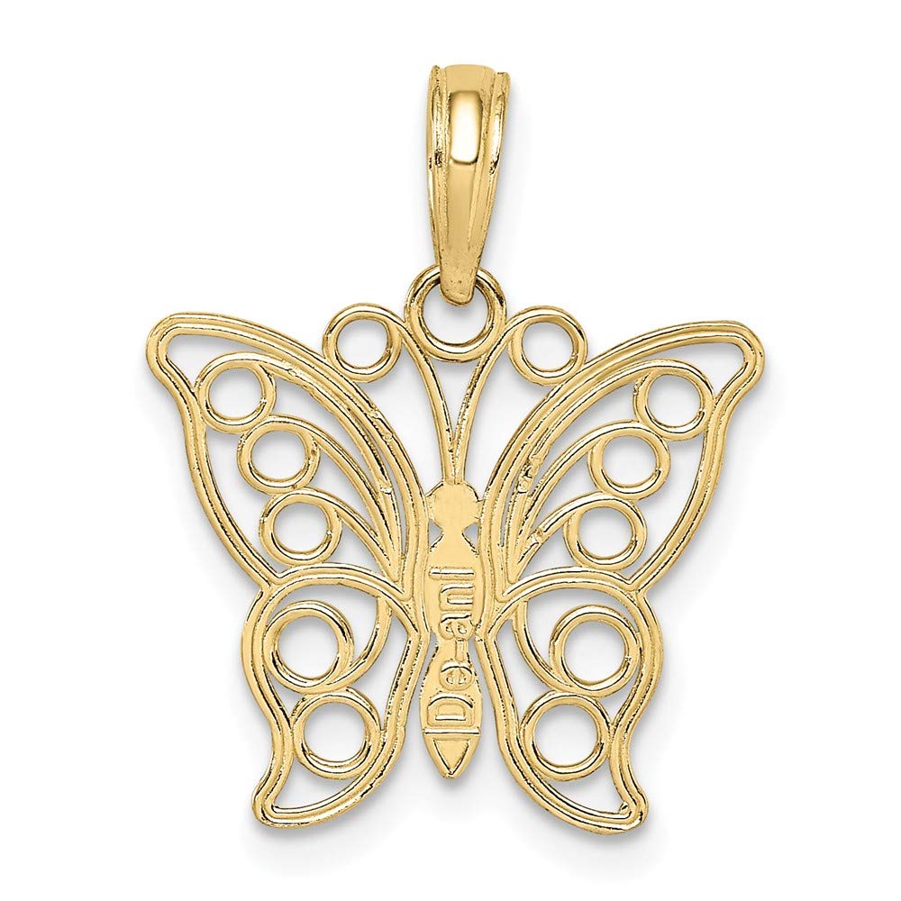 10K Yellow Gold Butterfly Pendant with Intricate Filigree Wings - Elegant Jewelry Gift for Women, Perfect for Birthdays, Anniversaries & Special Occasions