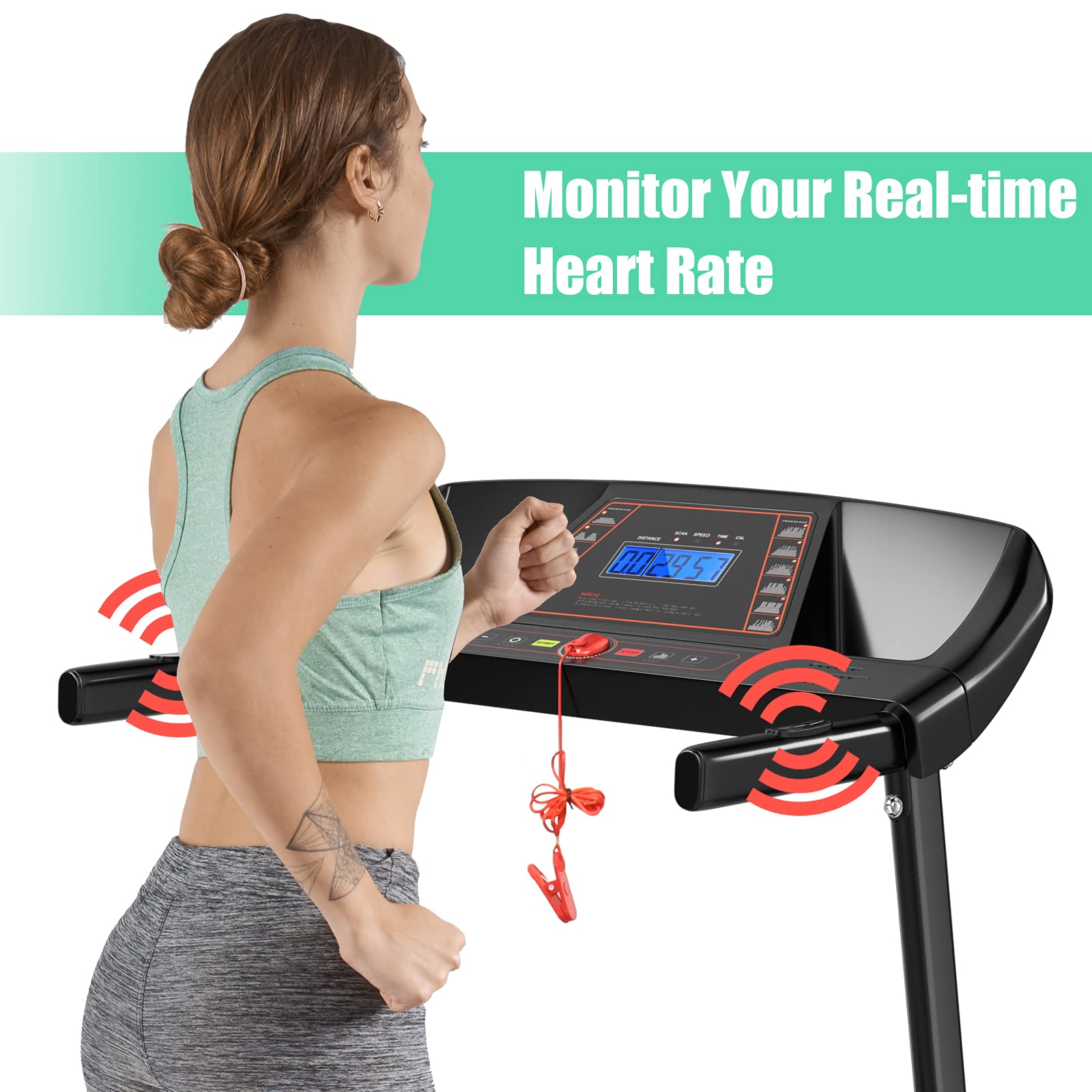 GYMAX Foldable Treadmill for Home - Manual Incline Walking & Running Machine with 12 Preset Programs, Heart Rate Monitor - Space Saving Portable Treadmill for Small Spaces, Home Office & Apartment Workouts | Perfect for Cardio, Weight Loss & Indoor Exercise