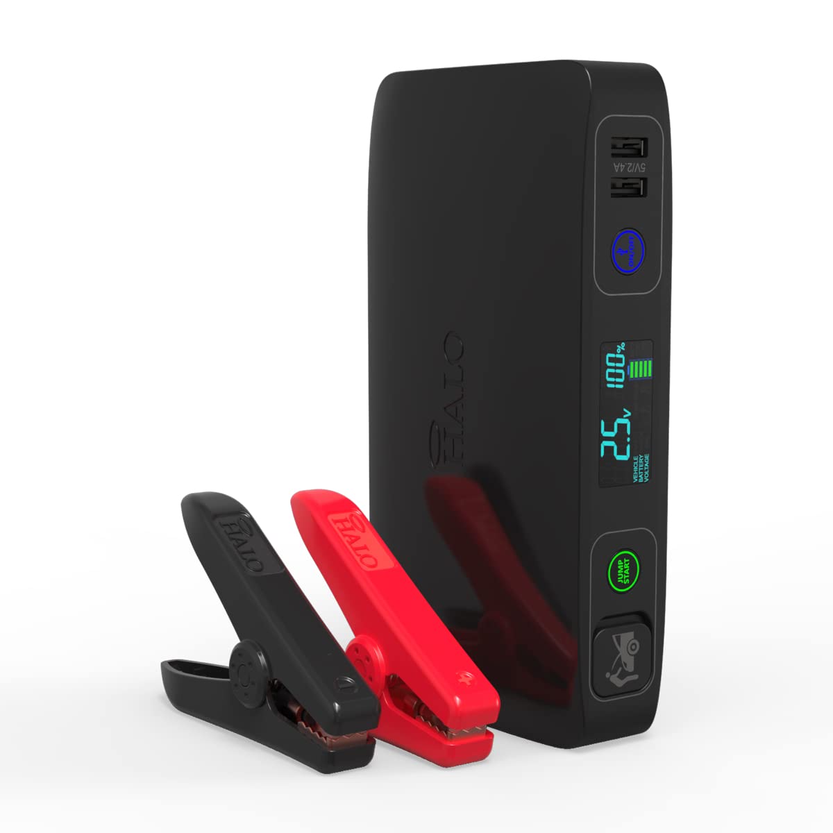 Halo Bolt ACDC Max 55500mWh Portable Power Bank - Emergency Car Battery Jump Starter with AC Outlet for Phones, Laptops, Camping & Road Trips - LCD Display, LED Flood Light, Car Charger Included (Black)