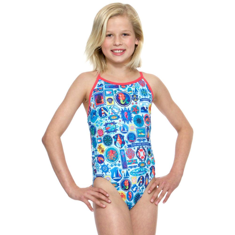 AMANZI Seafarer Girls One Piece Swimsuit - Stylish & Comfortable Bathing Suit for Kids, Perfect for Beach, Pool & Summer Vacations