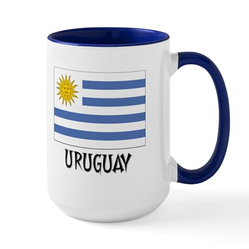 White/Navy Inside - Uruguay Flag Large Mug