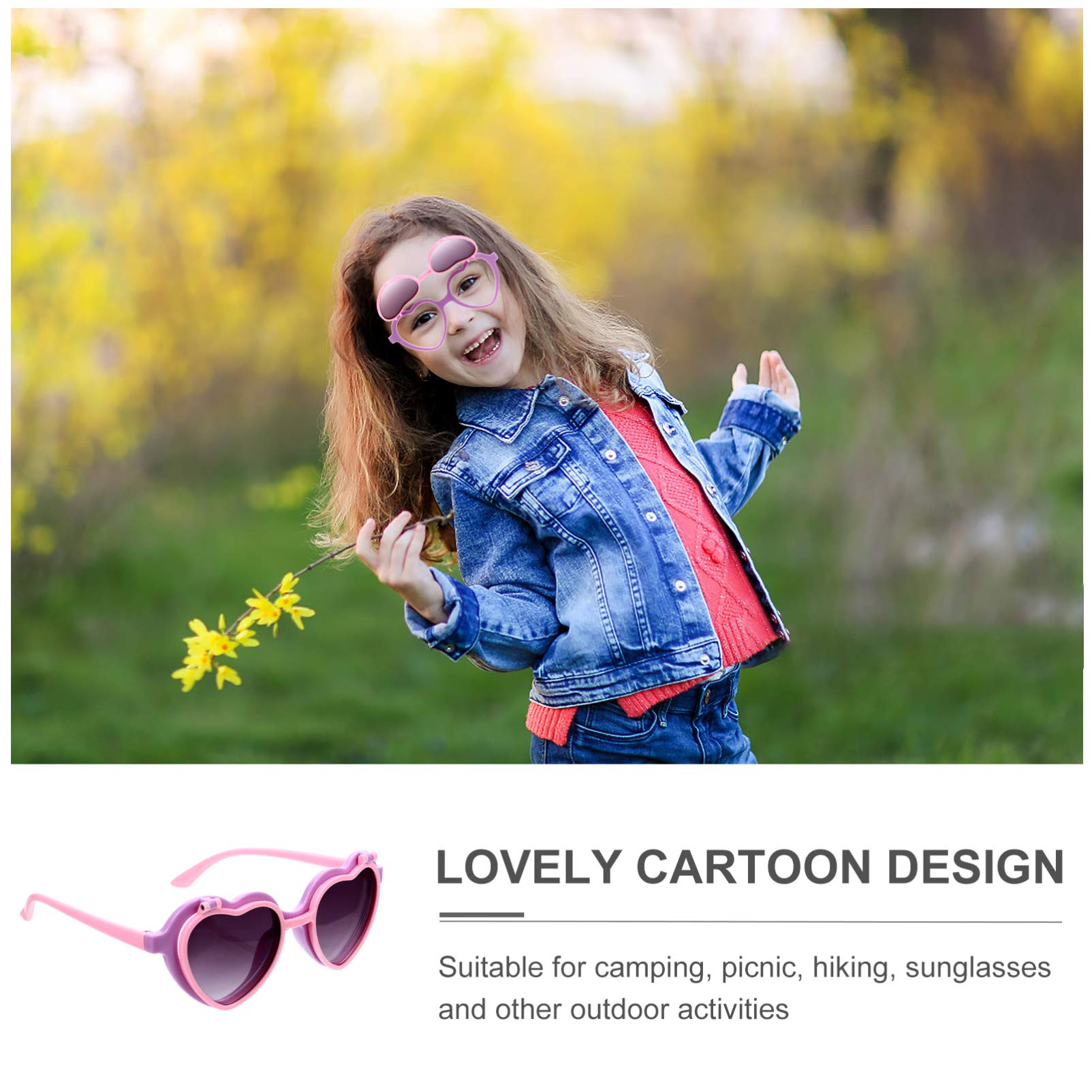VALICLUD Heart Shaped Sunglasses for Kids - UV Protection Flip Up Sunglasses for Girls & Boys - Perfect for Birthday Parties, Beach Outings & Summer Fashion Accessories