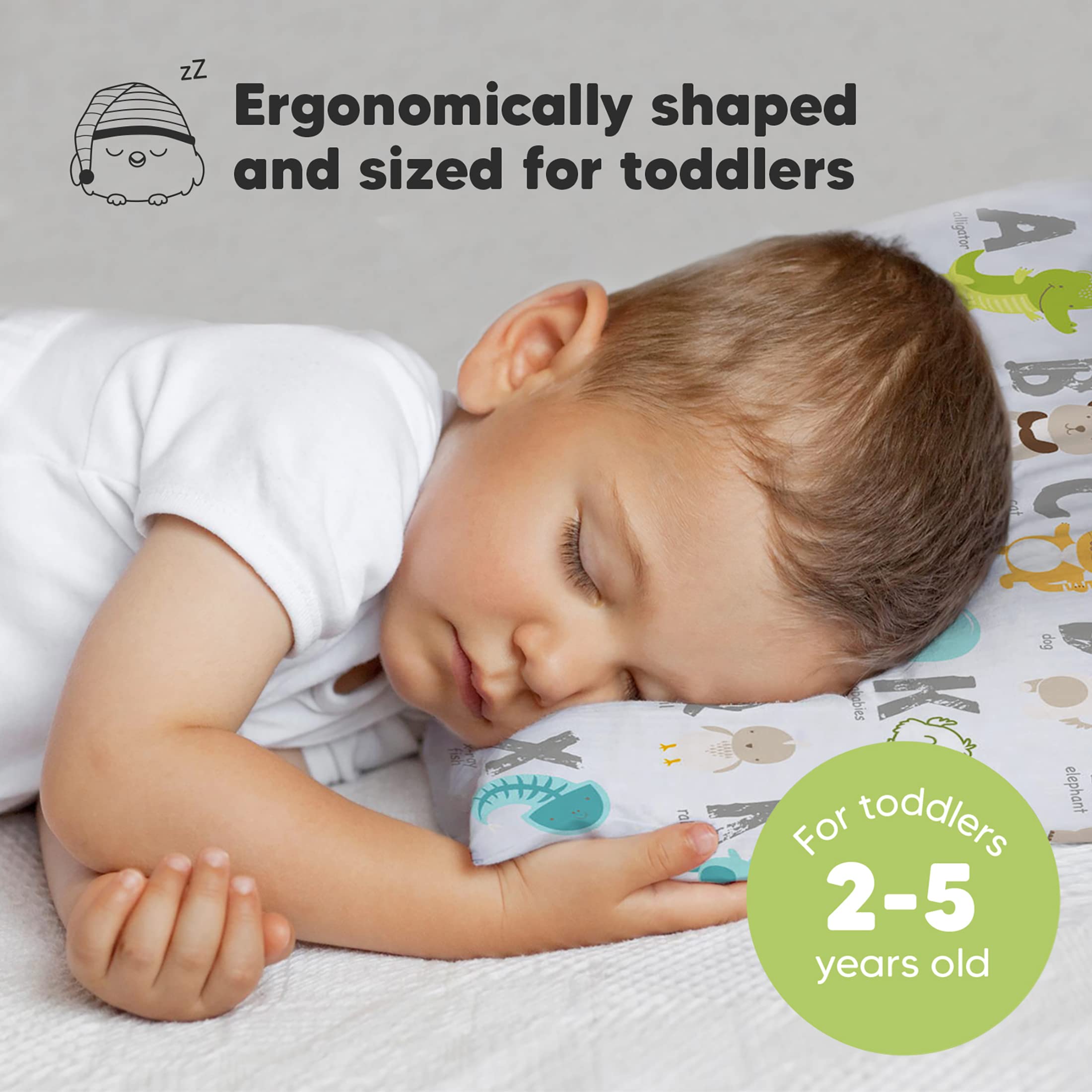 KeaBabies Organic Cotton Toddler Pillow with Pillowcase - 13x18 Inch My Little Dreamy Pillow for Kids Ages 2-5 | Soft & Hypoallergenic Sleeping Pillow for Toddler Bed, Travel & Nap Time | Perfect for Daycare, Car Rides & Airplane Trips