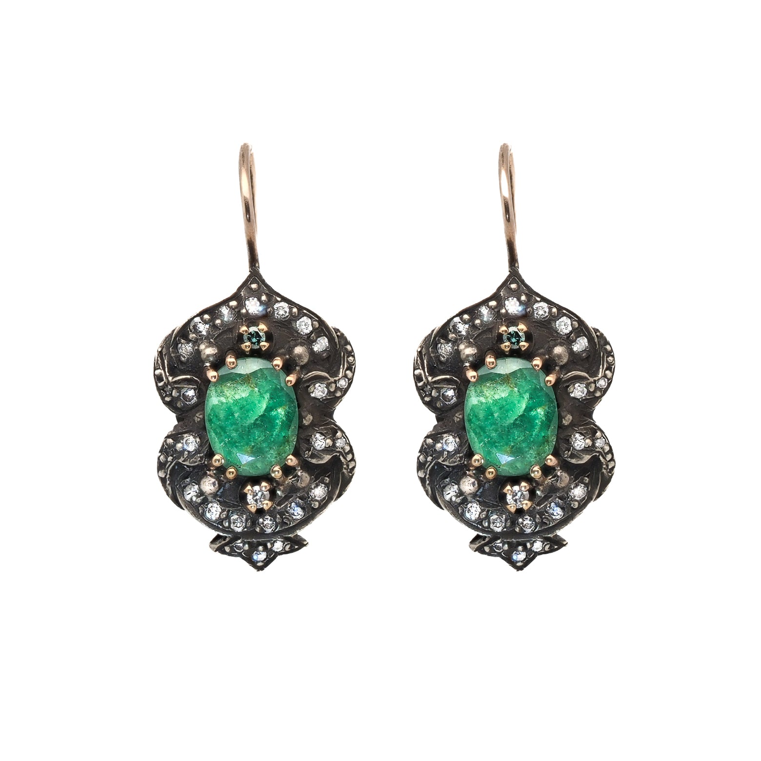 Vintage Diamond and Emerald Earrings for Women - 14K Gold Dangle Drop Earrings - Elegant Jewelry Gift for Wedding, Anniversary & Special Occasions