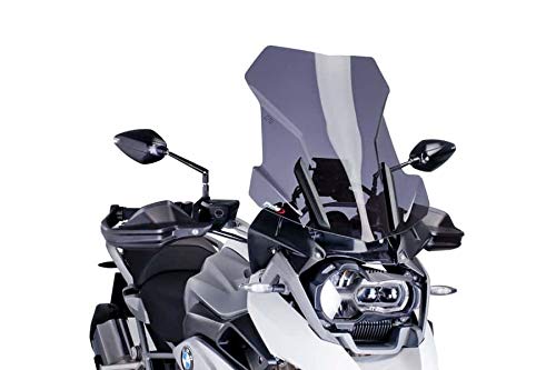 Puig 6486F Dark Smoke Motorcycle Windshield - Universal Fit for Touring Bikes, Reduces Wind Noise & Fatigue (Perfect for Long Rides & Highway Cruising)