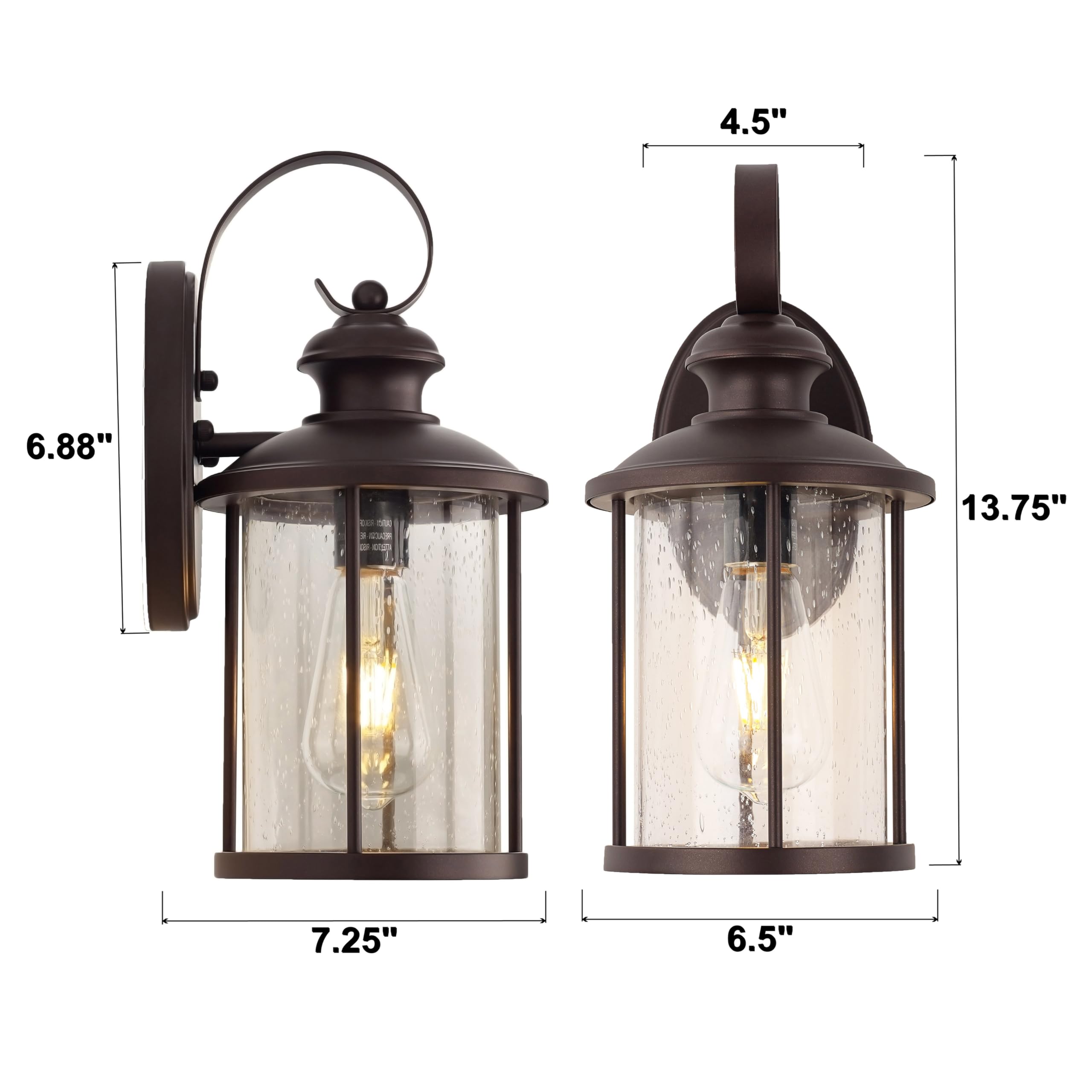 MICSIU Oil Rubbed Bronze Outdoor Wall Light Fixtures - 13.75 Inch Clear Seedy Glass Exterior Porch Sconces - Weatherproof Wall Mounted Lighting for House Entryway, Doorway, Pathway, Garden & Patio