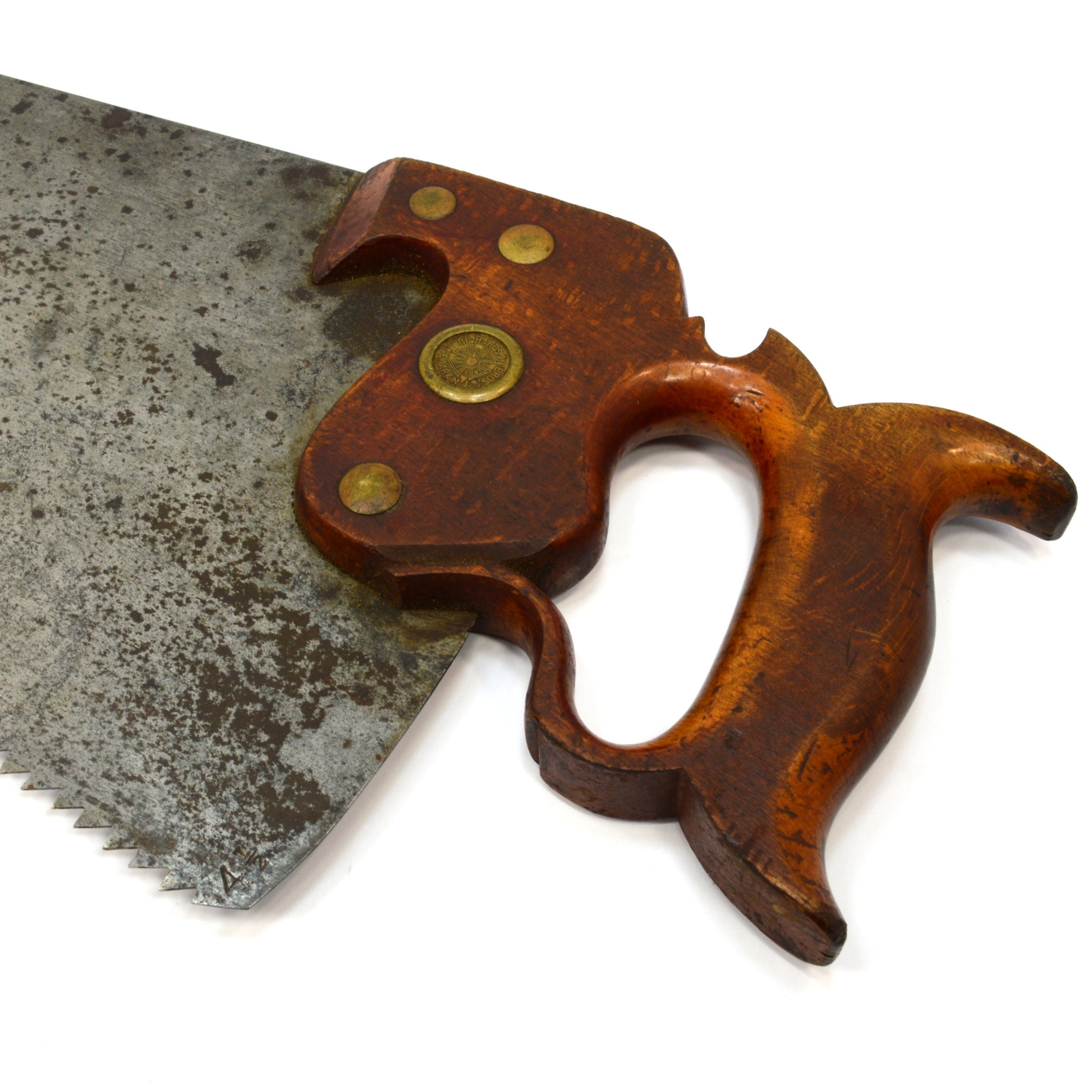 Antique Richardson Brothers No. 7 Rip Saw - 4 1/2 PPI Straight Back Hand Saw - 19th Century Vintage Tool for Woodworking & Carpentry Projects