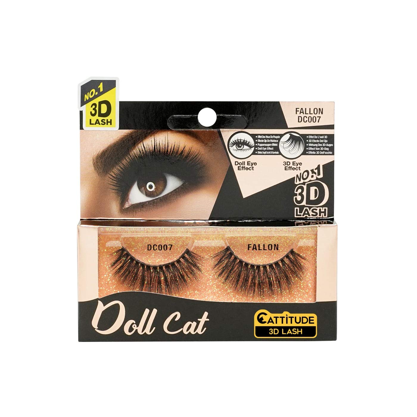 Fallon - Doll Cat 3D Lashes for Dramatic Eye Makeup | False Eyelashes for Cosplay, Halloween & Special Occasions