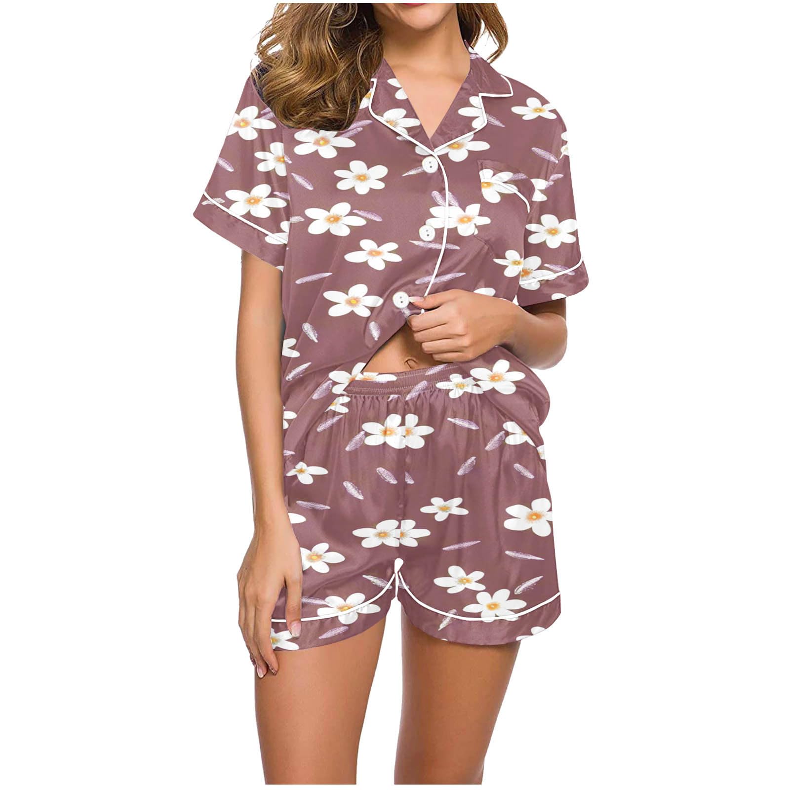 Women's Casual Lounge Matching Sets - 2 Piece Short Sleeve Graphic Print Top & Shorts Outfit | Comfortable Loungewear for Home, Yoga, Travel & Summer Wear