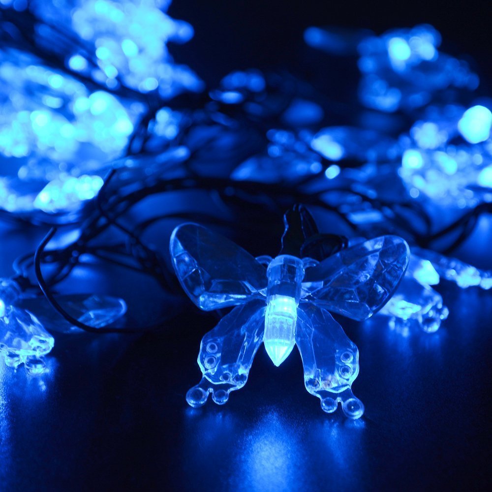 Butterfly Christmas String Lights - 40 LED Battery Operated Fairy Lights for Holiday Decor (Blue) | Perfect for Christmas Tree, Party, Home & Outdoor Decoration