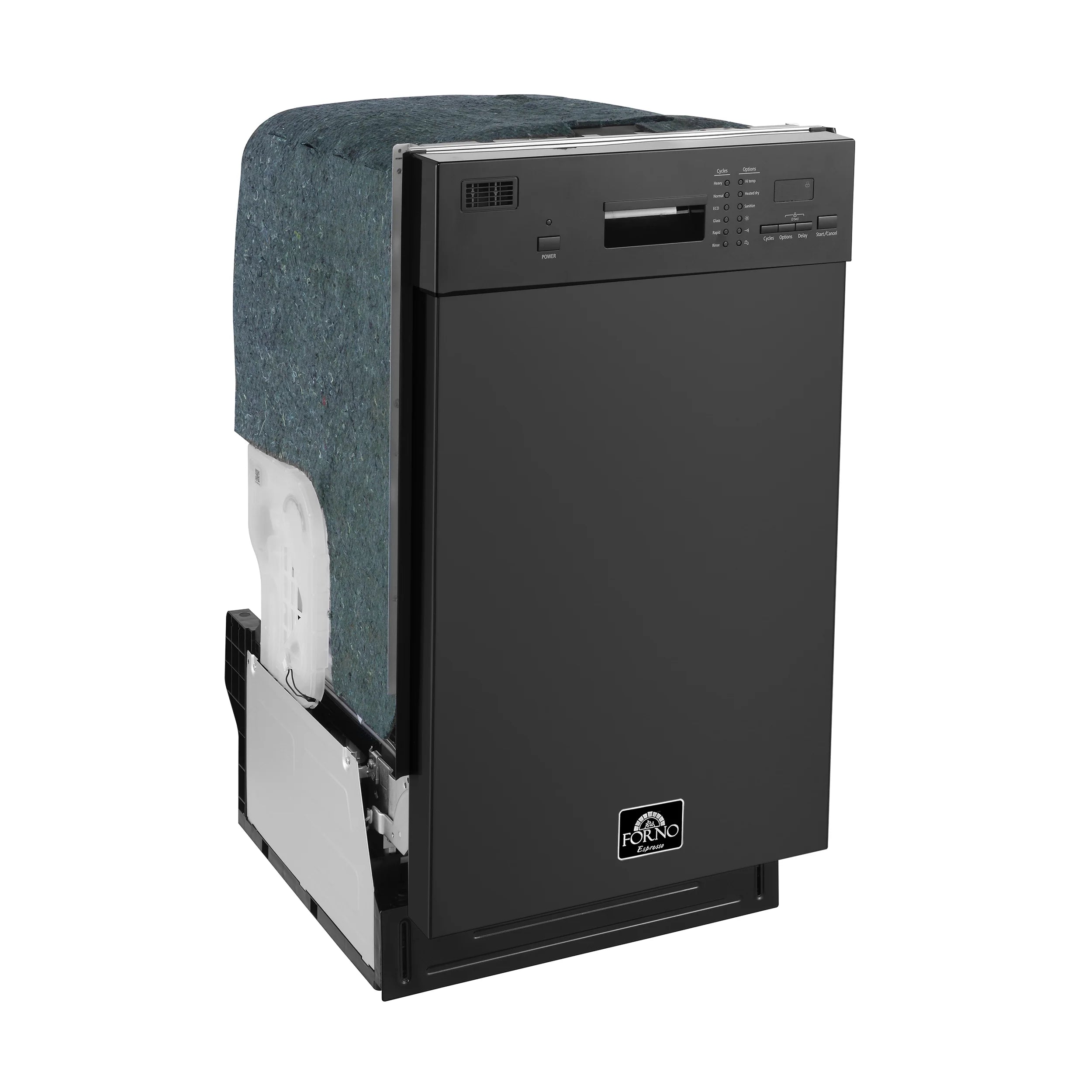 Forno Espresso 18 Inch Built-In Dishwasher in Black - FDWBI8041 18BLK | Energy Efficient, Ultra Quiet | Perfect for Modern Kitchens and Small Spaces