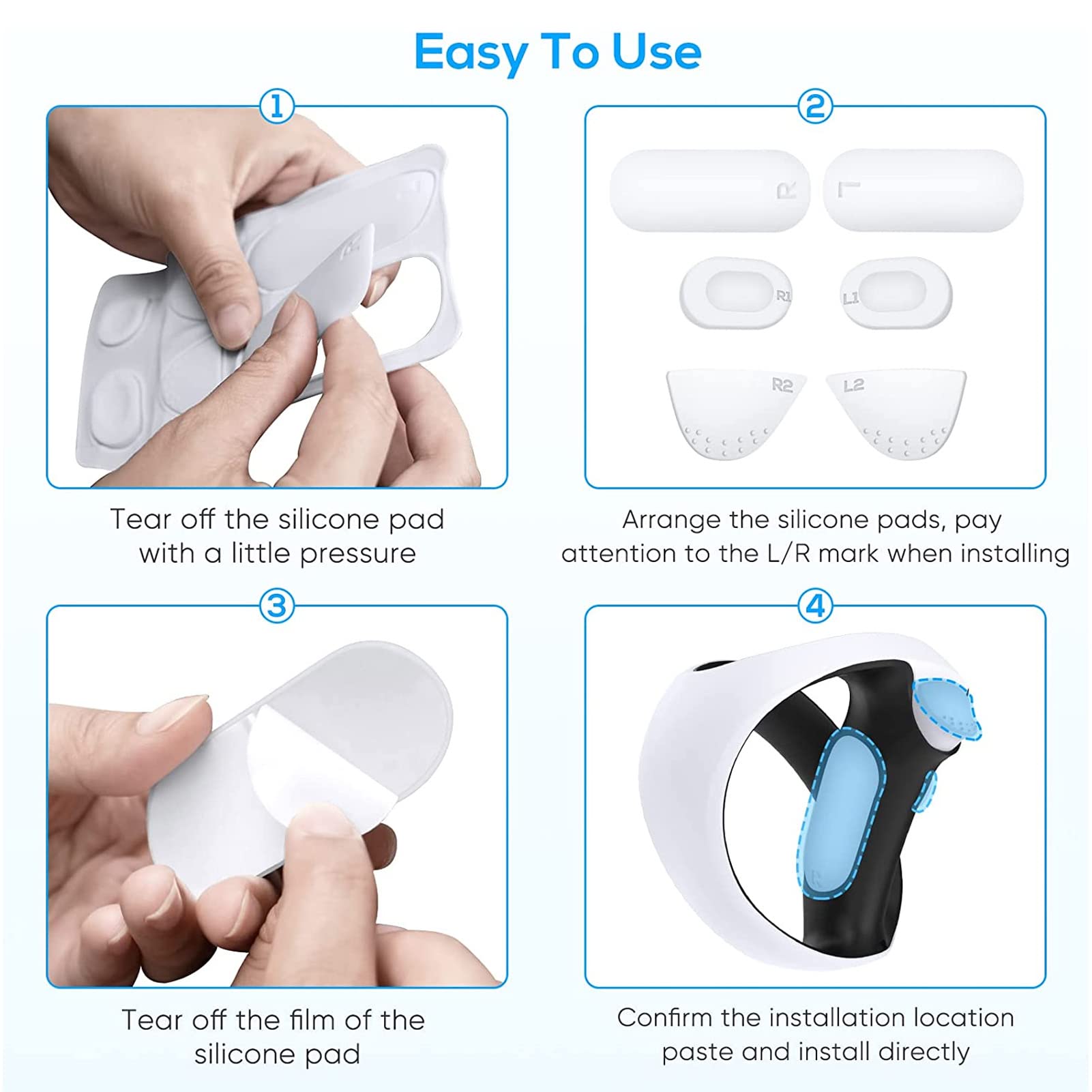 Non-Slip Sweatproof Silicone Game Controller Pad - No Residue Button Protector for PS VR2 Sense | Perfect for VR Gaming, Long Play Sessions & Competitive eSports
