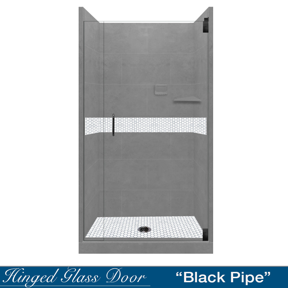 Alcove Wet Cement Sistine Stone & Pearl Hex Mosaic Tile - DIY Shower Remodel Kit for Bathroom Backsplash, Flooring, and Accent Walls