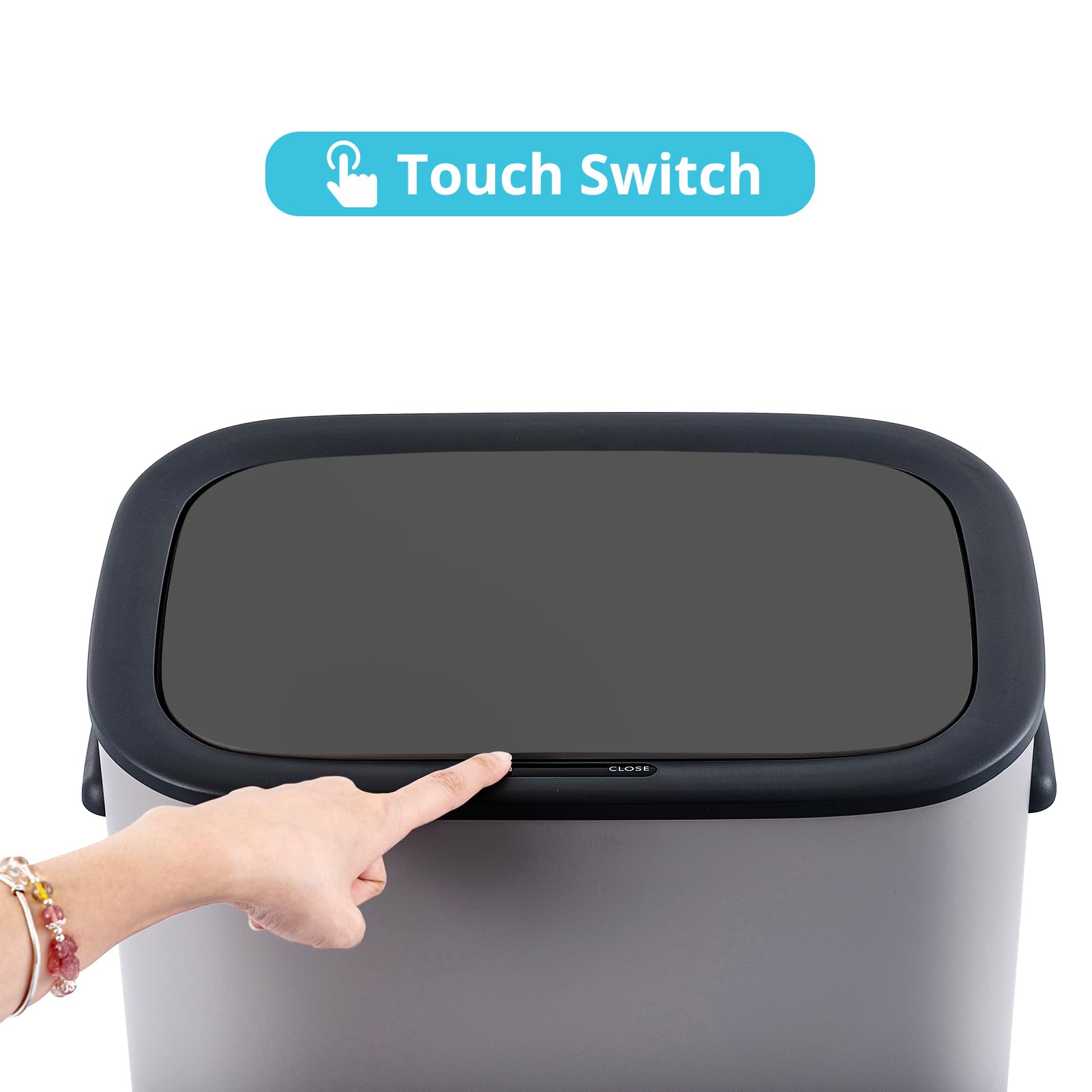 GAOMON 14.5 Gallon Automatic Trash Can with Lid - Touchless Motion Sensor Garbage Bin, 55L Stainless Steel Smart Waste Basket for Kitchen, Office, Bathroom & Bedroom (Gray) - Perfect for Hygienic Hands-Free Disposal in Home & Commercial Spaces