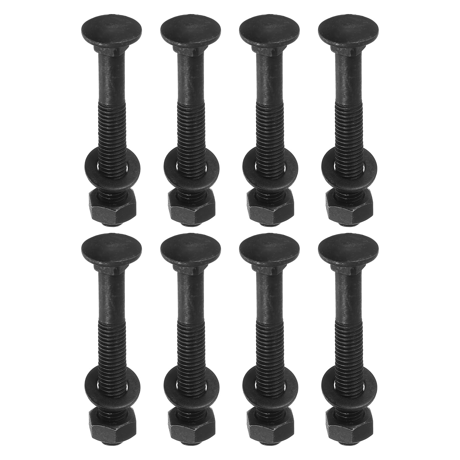 uxcell 25-Piece M10 x 70mm Carriage Bolt Kit - Carbon Steel Black Oxide Round Head Square Neck Screws with Washers & Nuts - Heavy Duty Fasteners for Furniture, Decking, and Construction Projects
