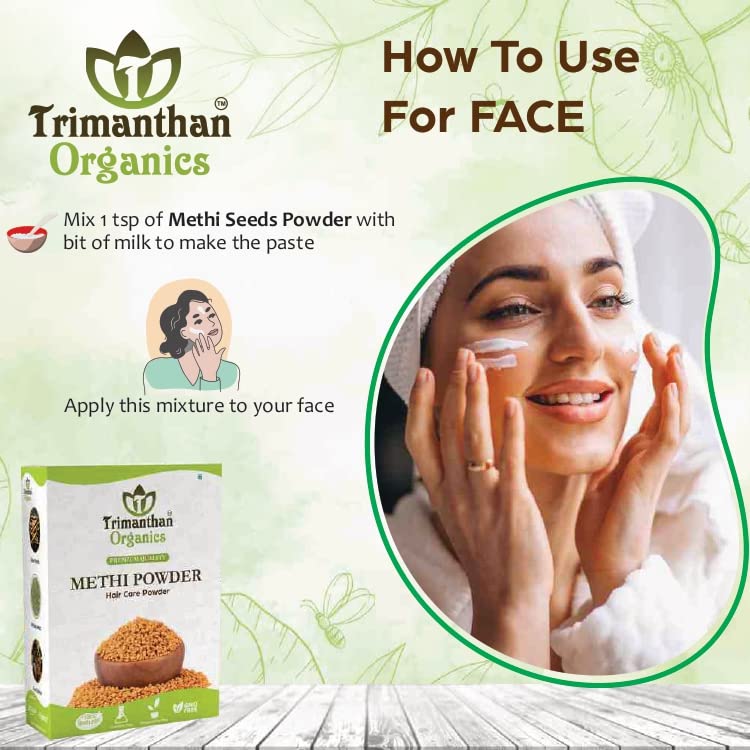 TRIMANTHAN ORGANICS Fenugreek (Methi) Seed Powder for Hair Growth & Care | 100% Natural Herbal Supplement | Organic, Chemical-Free (250g) | Promotes Healthy Scalp & Stronger Hair for Men & Women