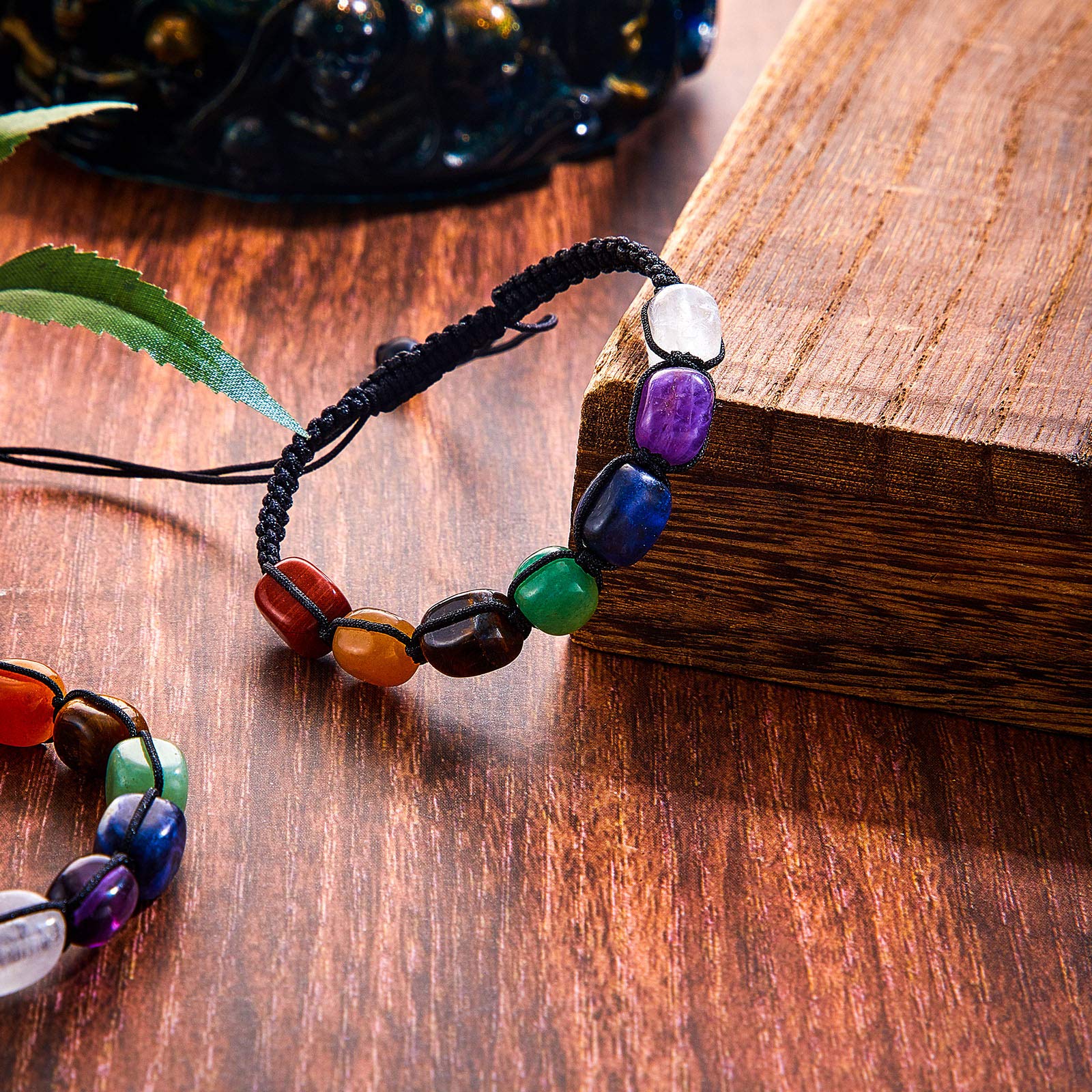 Hicarer 7 Chakra Bracelets Set of 4 - Stretch Yoga Beaded Bracelet for Women & Men - Healing Crystal Reiki Wristbands for Meditation, Spiritual Balance & Positive Energy - Perfect Gift for Yoga Lovers