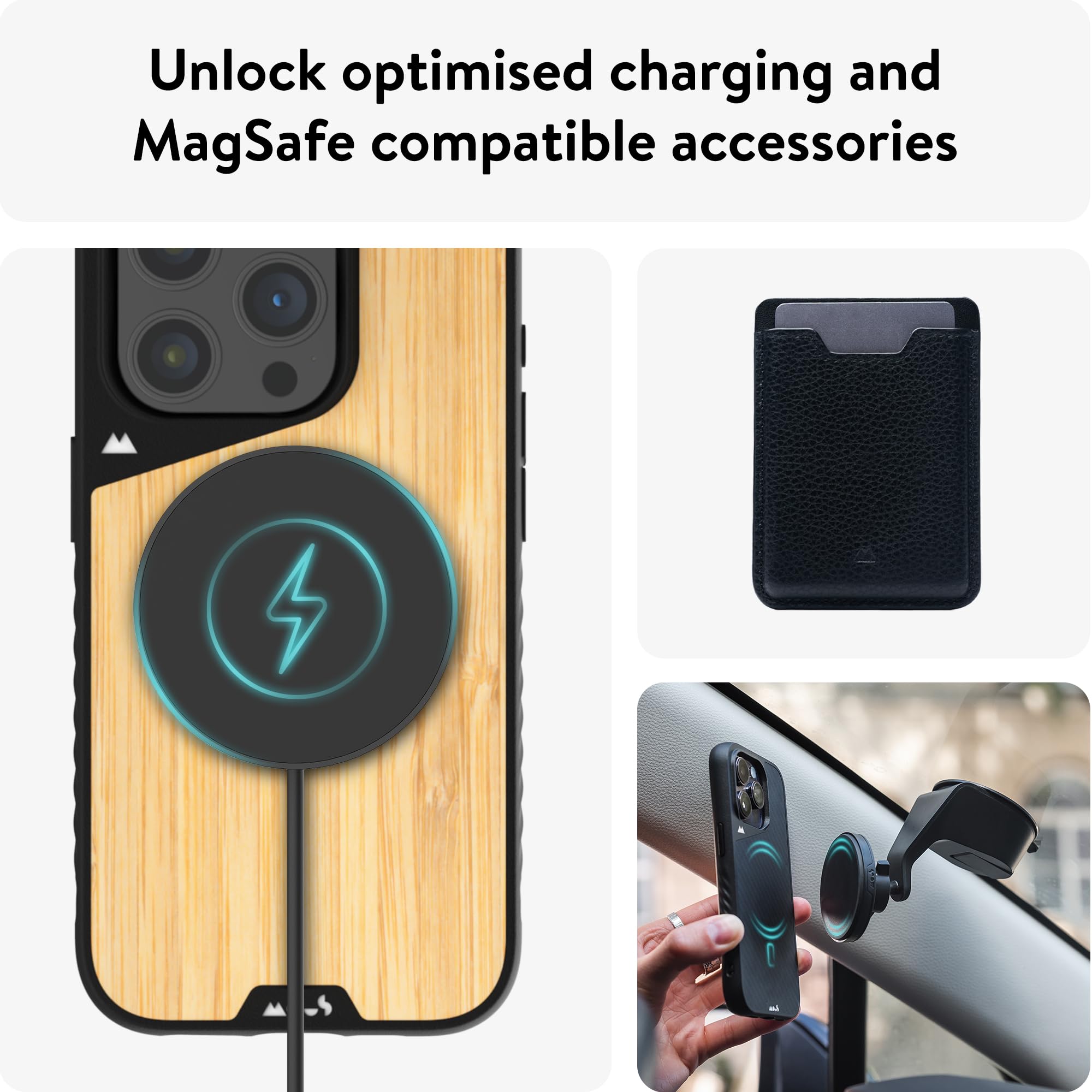 Mous Limitless 5.0 MagSafe Compatible Case for iPhone 15 Pro Max - Premium Bamboo Design - Shockproof & Protective Phone Cover - Perfect for Outdoor Adventures, Work & Daily Use
