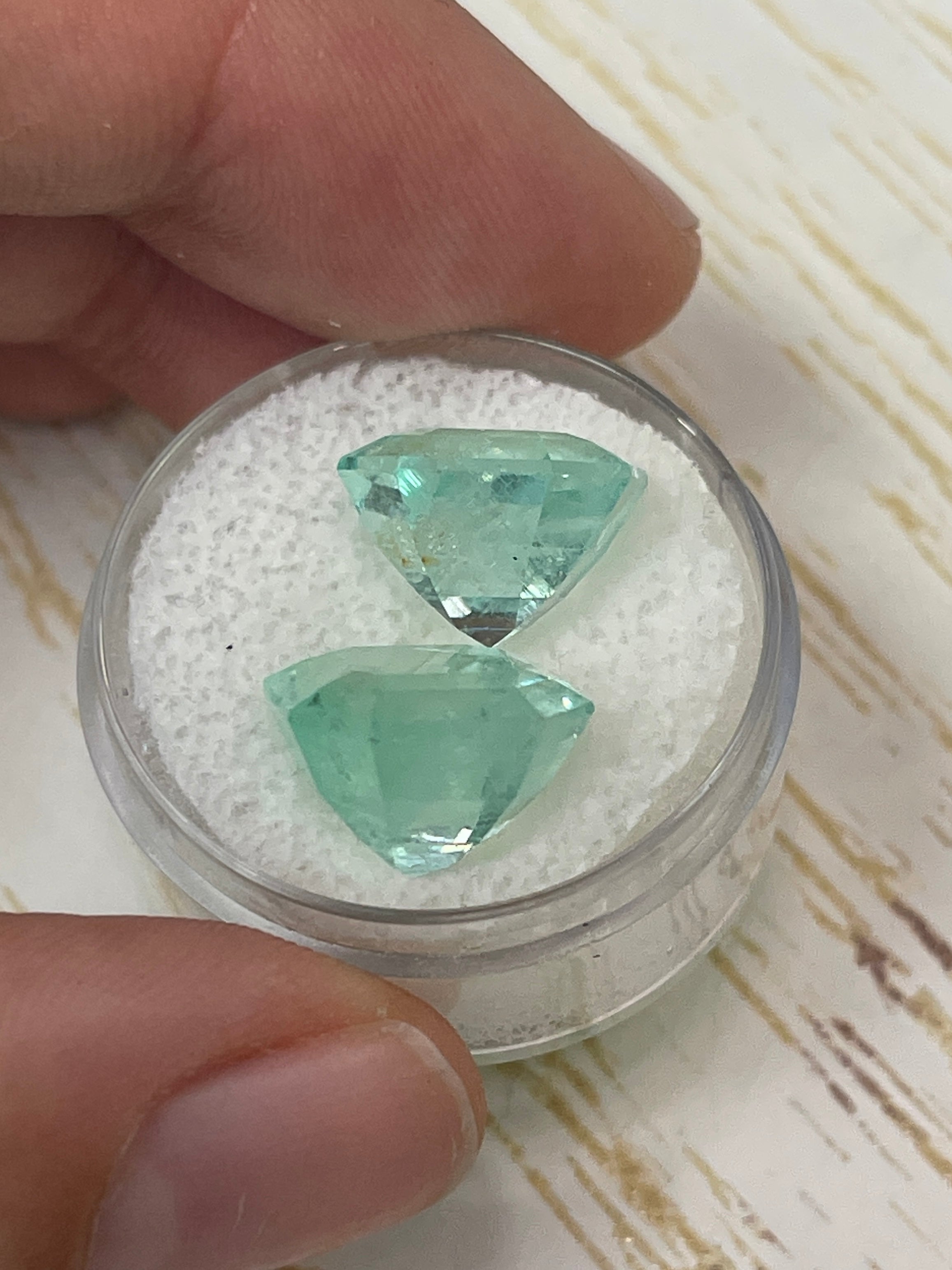 16.34tcw Matching Light Green Natural Colombian Loose Emeralds - Asscher Cut Gemstones for Jewelry Making, Engagement Rings & Luxury Gifts