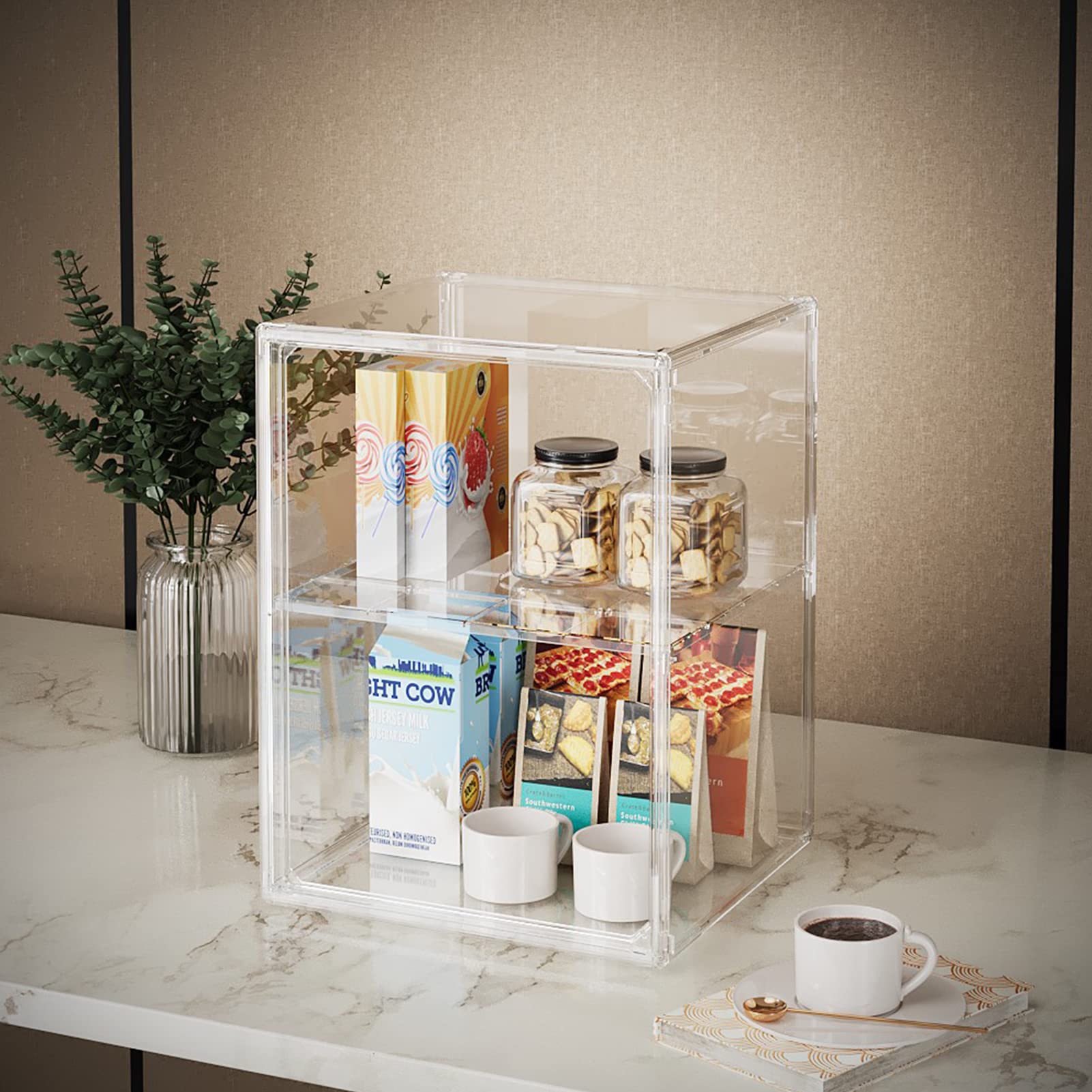 2-Pack Large Capacity Acrylic Makeup Organizer with Dividers - Clear Cosmetic Storage Bins for Vanity, Bathroom Countertop, Skincare Products & Jewelry Display - Perfect for Home, Salon and Travel Organization