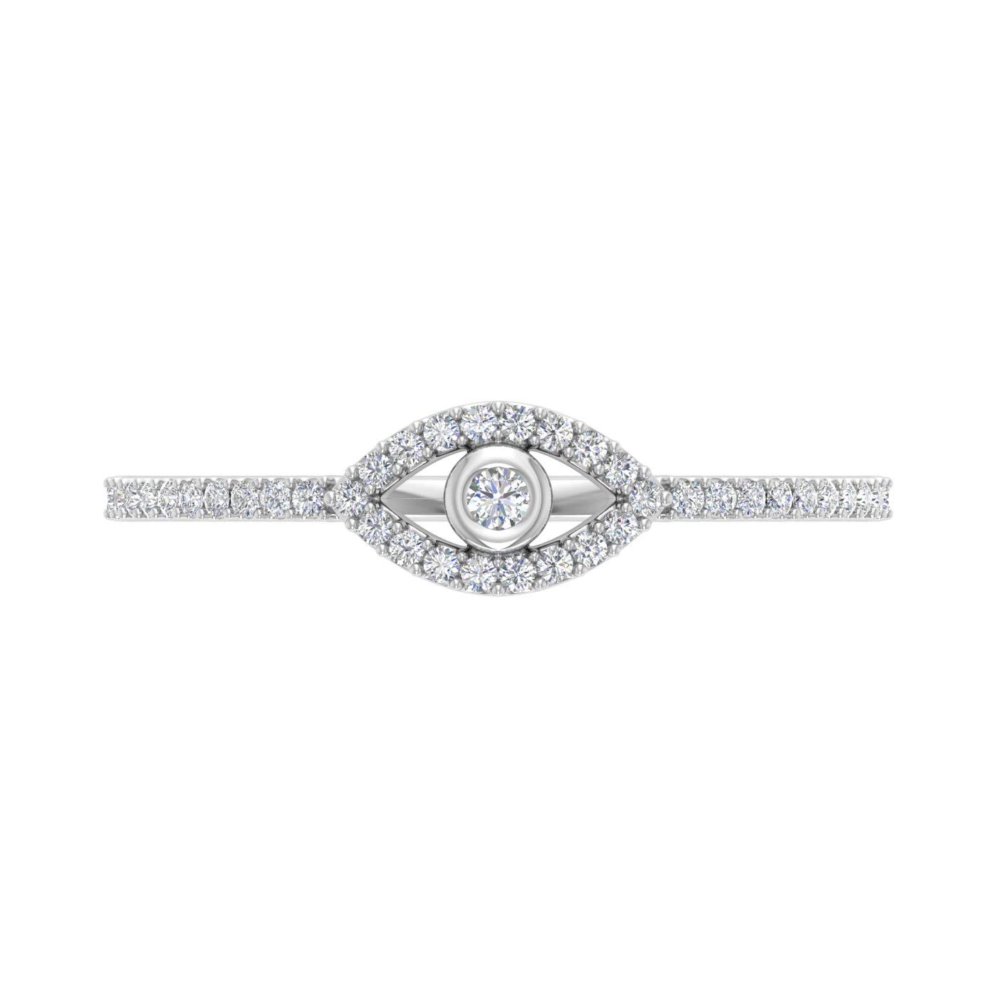 1/10 Carat Evil Eye Diamond Ring in 10K Solid Gold - Protection Jewelry for Women, Dainty Stackable Ring for Everyday Wear, Gift for Her