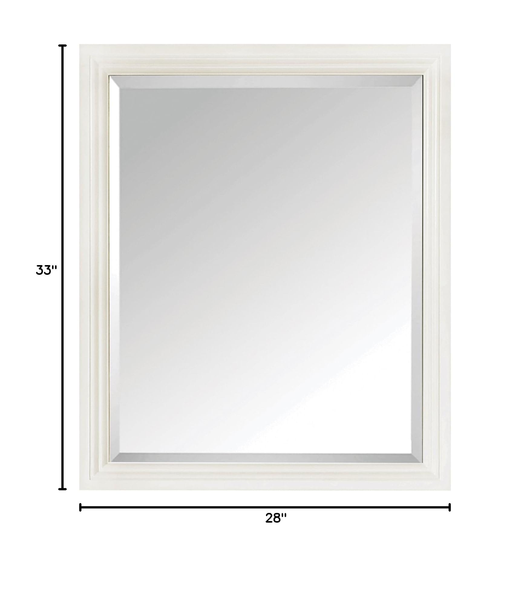 Thompson 28-Inch French White Wall Mirror - Elegant Oval Bathroom Vanity Mirror for Bedroom, Living Room & Entryway Decor