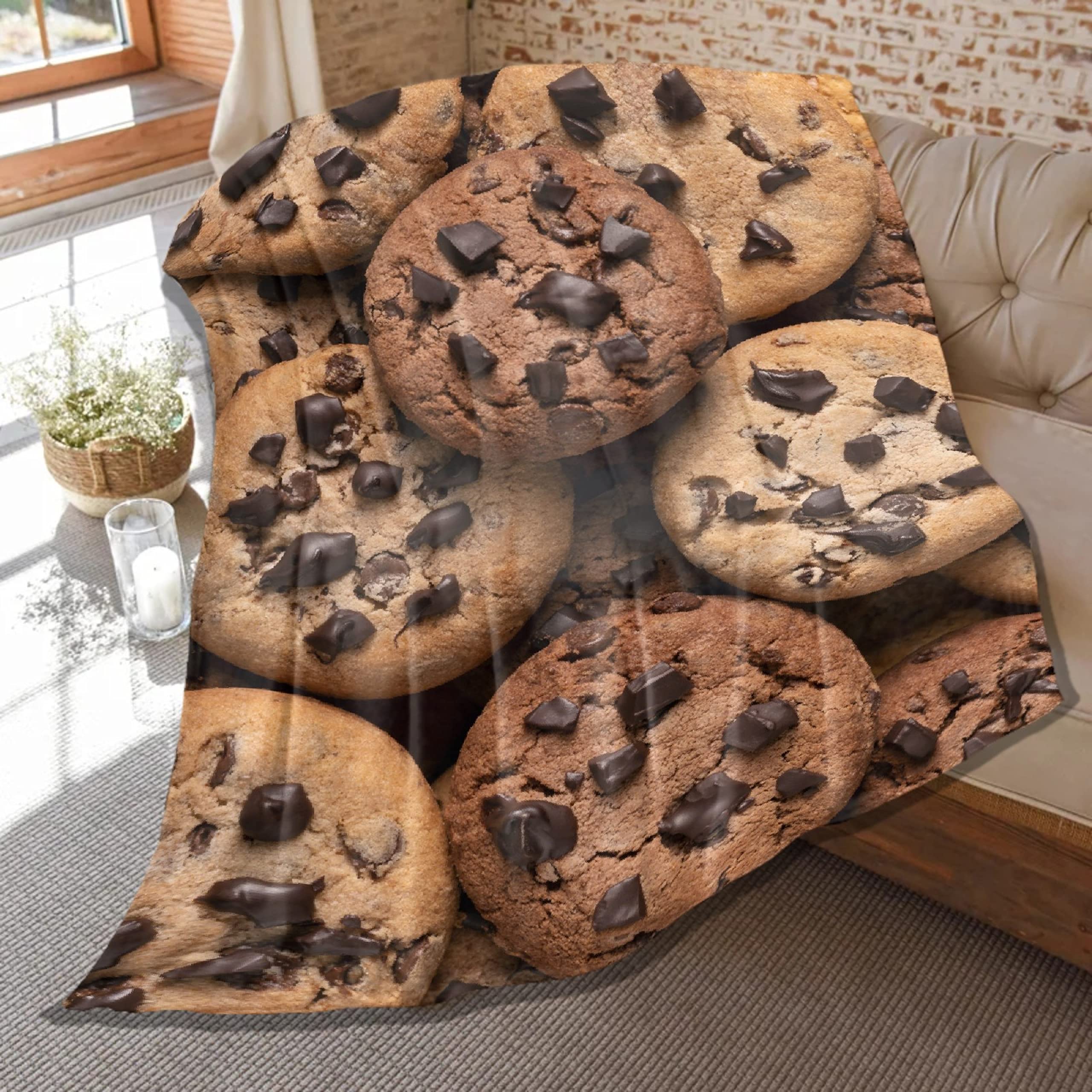 Daijizaio Cookie Blankets - Soft Flannel Plush Throw Blanket with Biscuit Food Pattern, 120