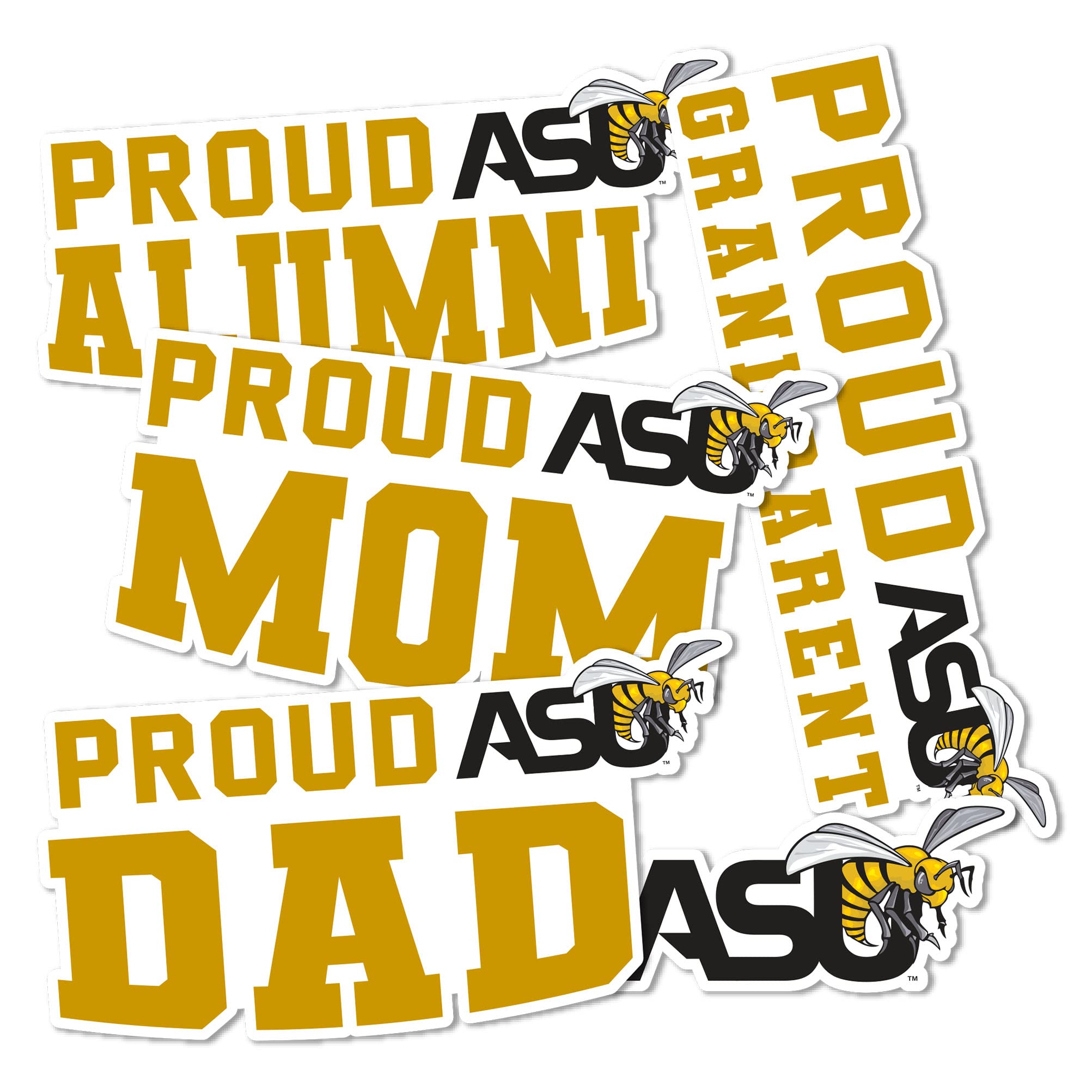 ASU Alabama State University Hornets HBCU Vinyl Decal Sticker - Desert Cactus Design for Laptop, Water Bottle, Car & Scrapbook - Family Full Sheet - Perfect for School Spirit, College Pride & Alumni Gifts