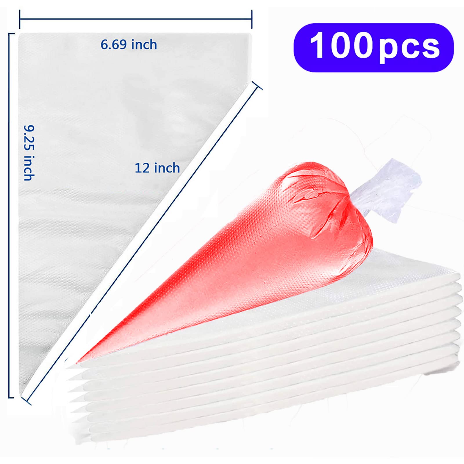 100 Disposable Tipless Piping Bags for Cake Decorating, Cookies & Pastry - Premium Icing & Frosting Bags for Baking, Dessert Making & Party Treats (Great for Home Bakers & Professional Chefs)