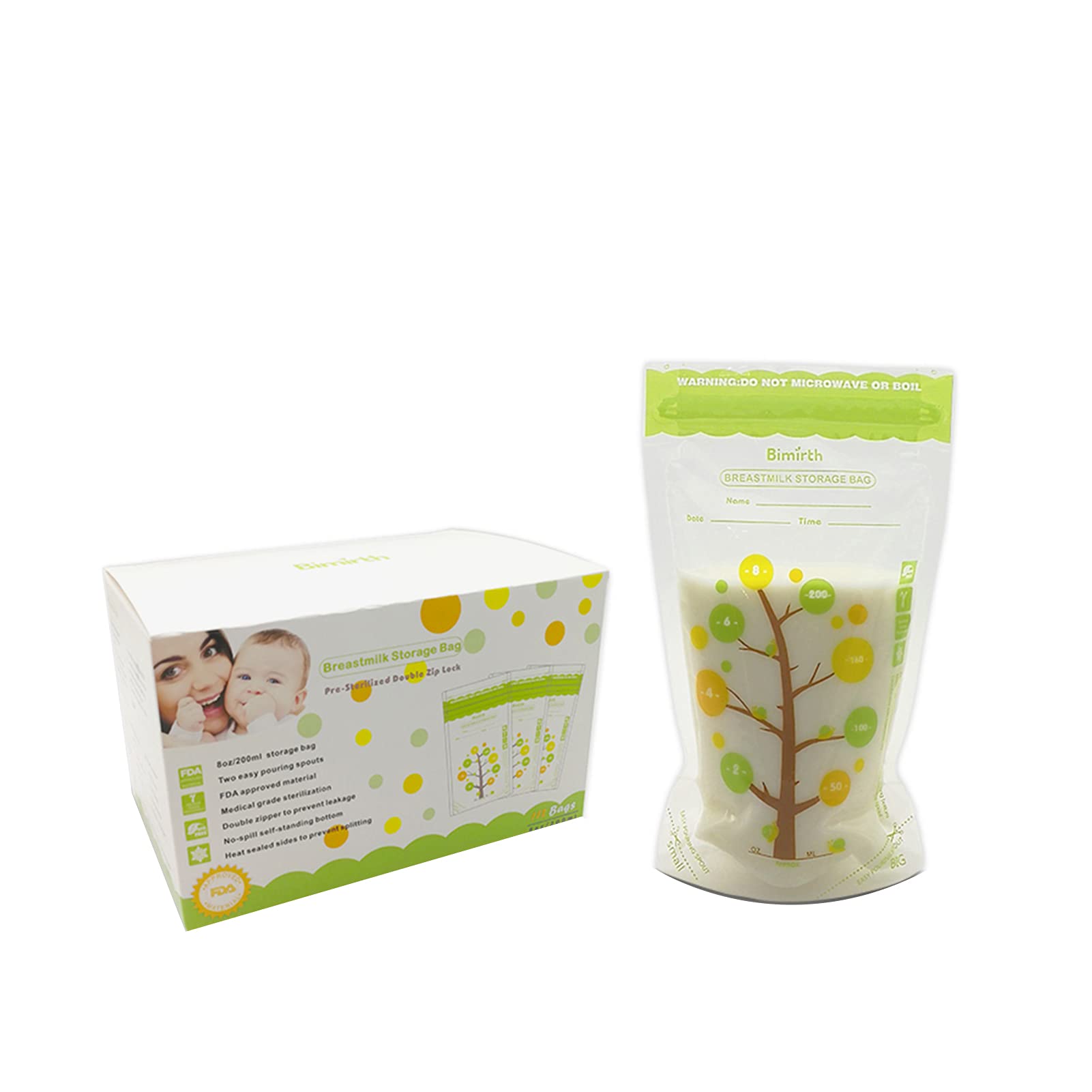 HUIOP Breast Milk Storage Bags - 112 Pack, 200ml BPA-Free Safe Material for Breast Milk Storage & Freezing - Perfect for Baby, Infant & Newborn Feeding at Home or Travel