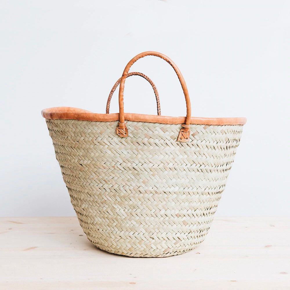 Traditional Palm Shopper - Handwoven Natural Fiber Shopping Bag - Eco-Friendly Reusable Grocery Tote for Farmers Market, Beach & Daily Use