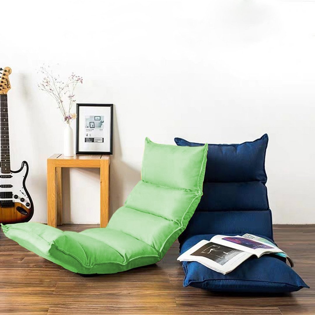4X Foldable Tatami Floor Sofa Bed - Convertible Meditation Lounge Chair & Recliner for Living Room, Bedroom, Yoga Studio - Green Comfortable Lazy Couch for Relaxing, Reading & Napping